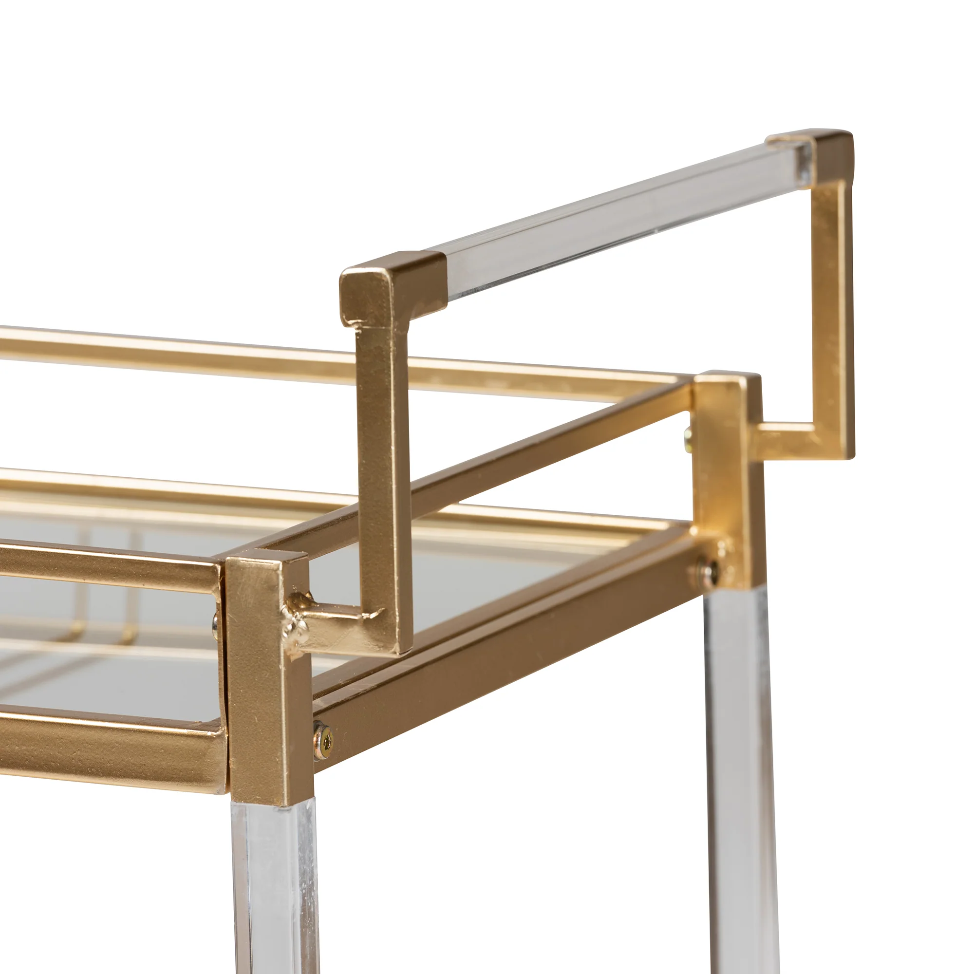 Baxton Studio Savannah Contemporary Glam and Luxe Gold Metal and Glass Wine Cart - Image 6