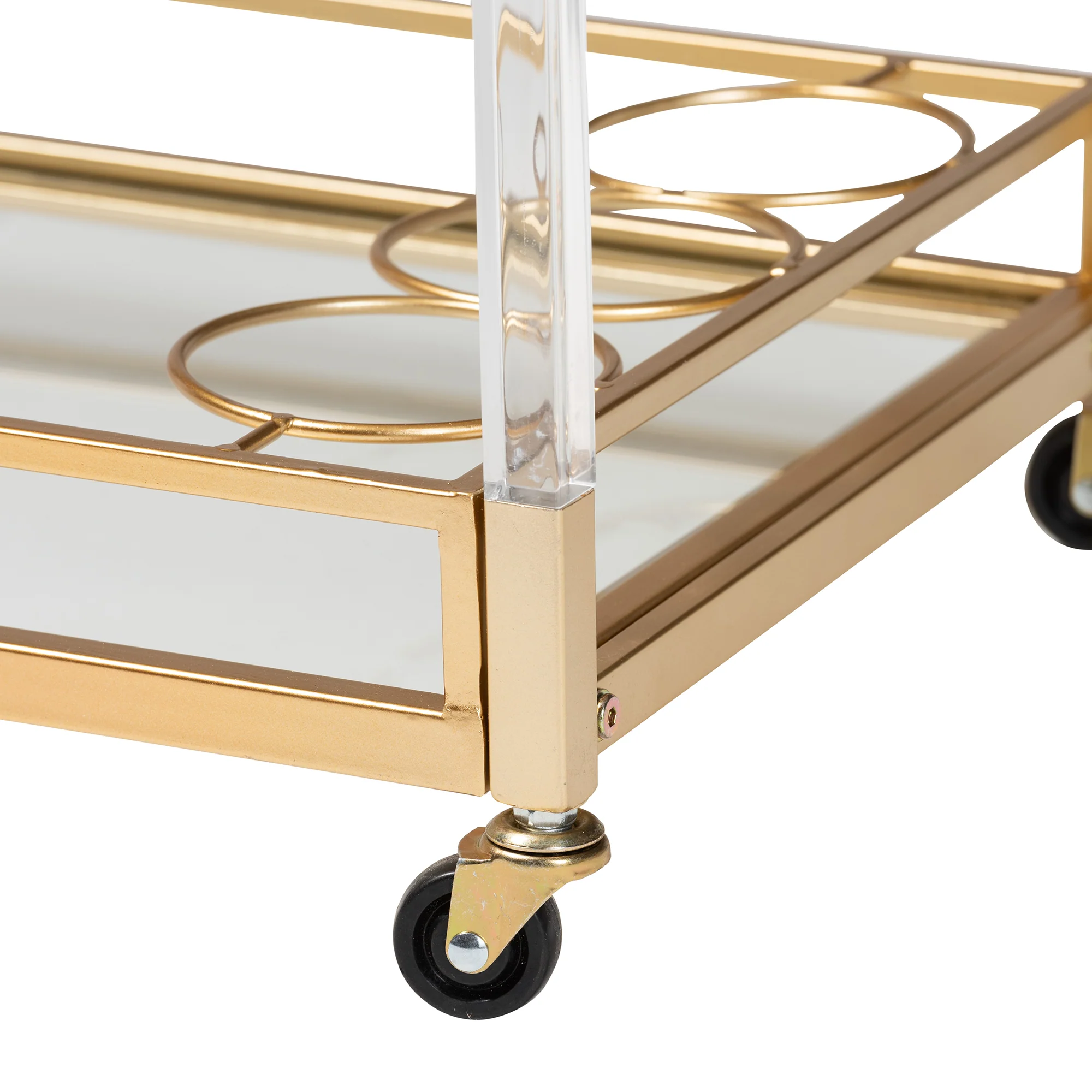 Baxton Studio Savannah Contemporary Glam and Luxe Gold Metal and Glass Wine Cart - Image 7
