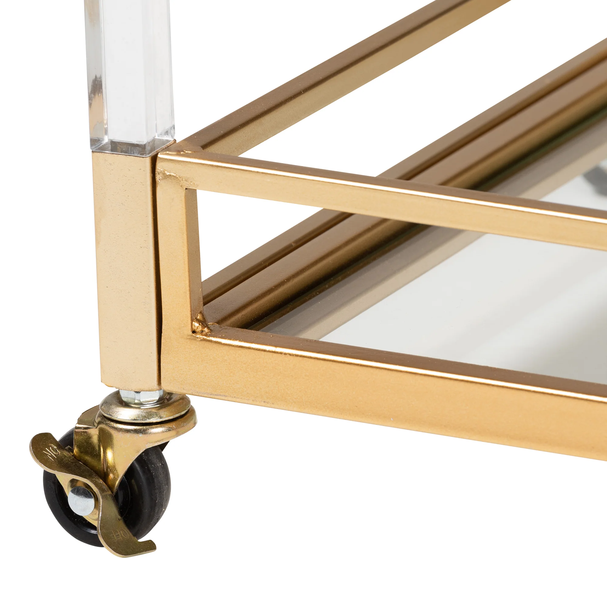 Baxton Studio Savannah Contemporary Glam and Luxe Gold Metal and Glass Wine Cart - Image 8