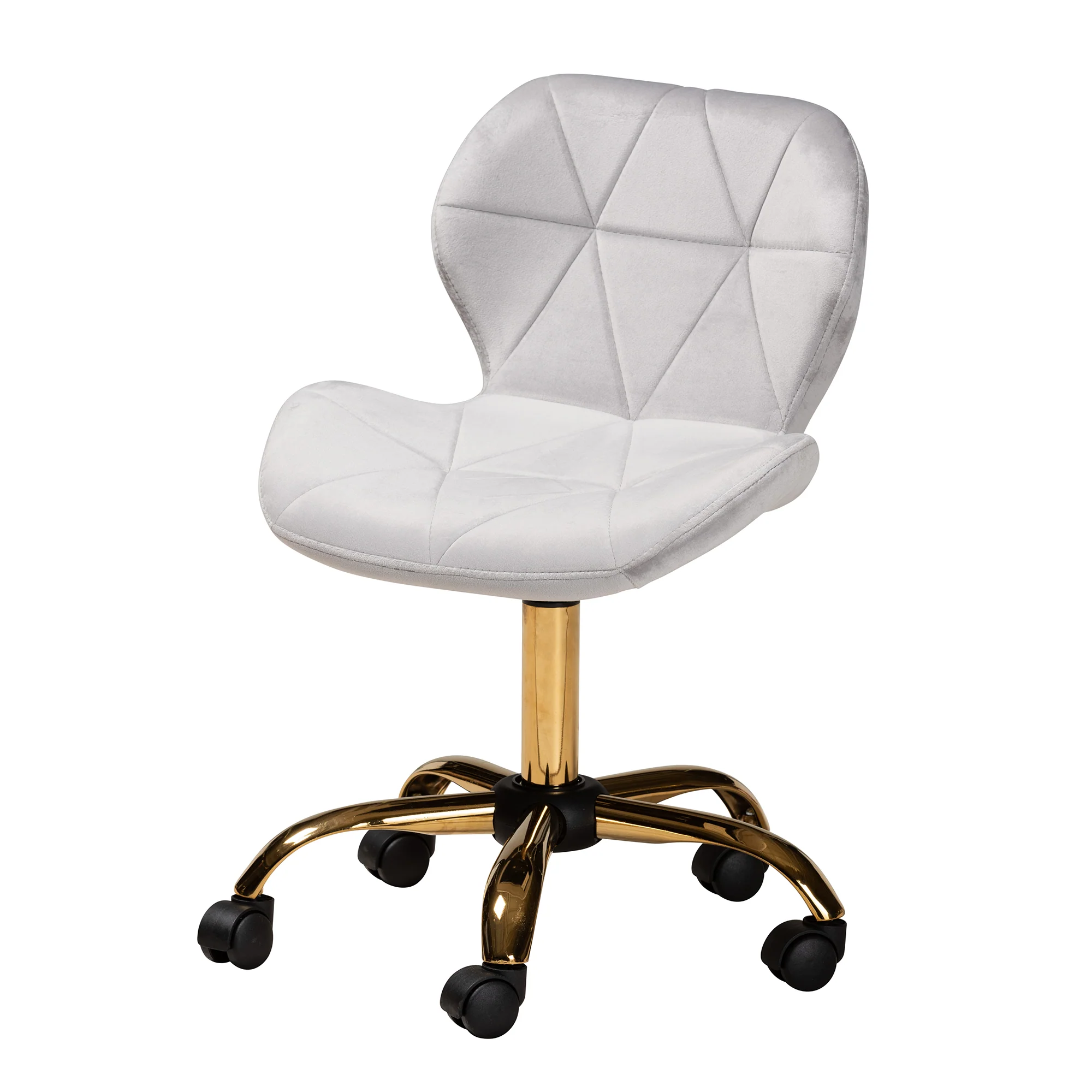 Baxton Studio Savara Contemporary Glam and Luxe Grey Velvet Fabric and Gold Metal Swivel Office Chair - Image 2