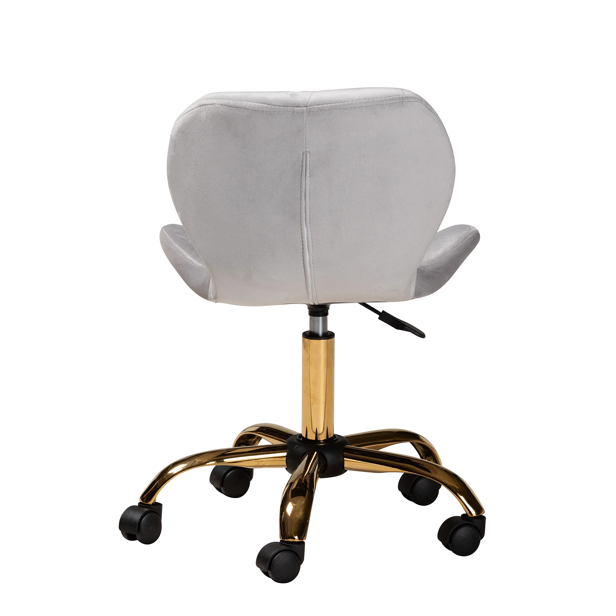 Baxton Studio Savara Contemporary Glam and Luxe Grey Velvet Fabric and Gold Metal Swivel Office Chair - Image 5