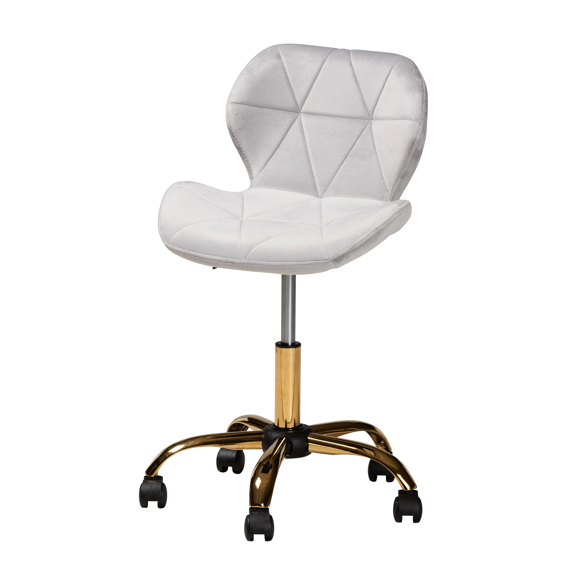 Baxton Studio Savara Contemporary Glam and Luxe Grey Velvet Fabric and Gold Metal Swivel Office Chair - Image 6