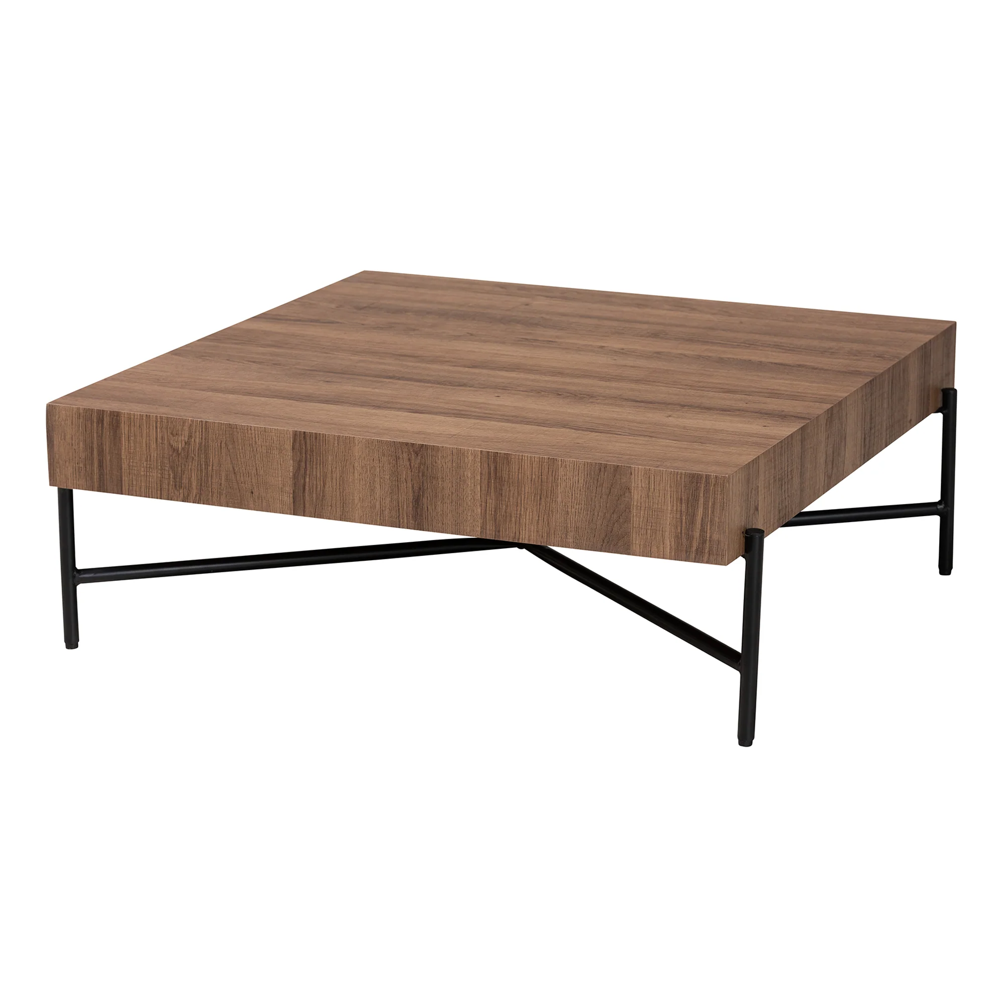 Baxton Studio Savion Modern Industrial Walnut Brown Finished Wood and Black Metal Coffee Table - Image 2