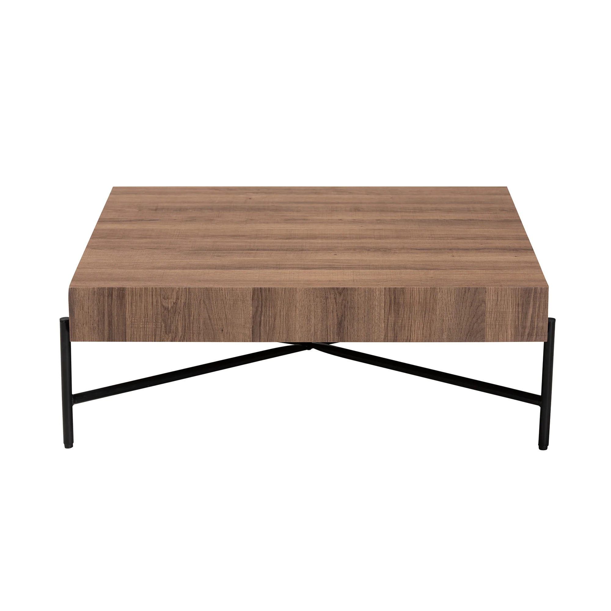 Baxton Studio Savion Modern Industrial Walnut Brown Finished Wood and Black Metal Coffee Table - Image 3