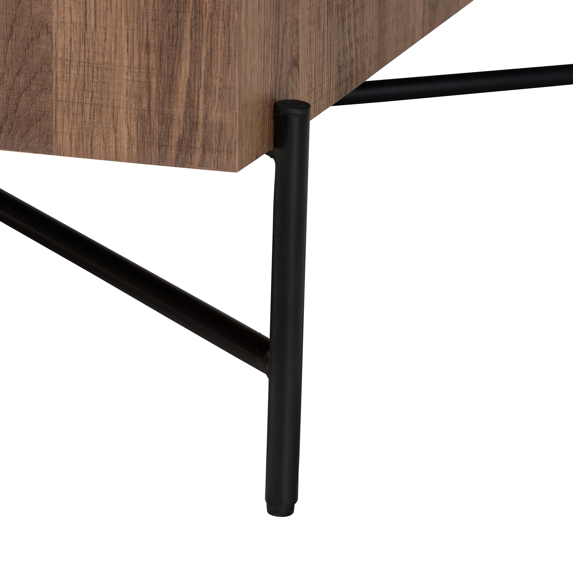 Baxton Studio Savion Modern Industrial Walnut Brown Finished Wood and Black Metal Coffee Table - Image 4