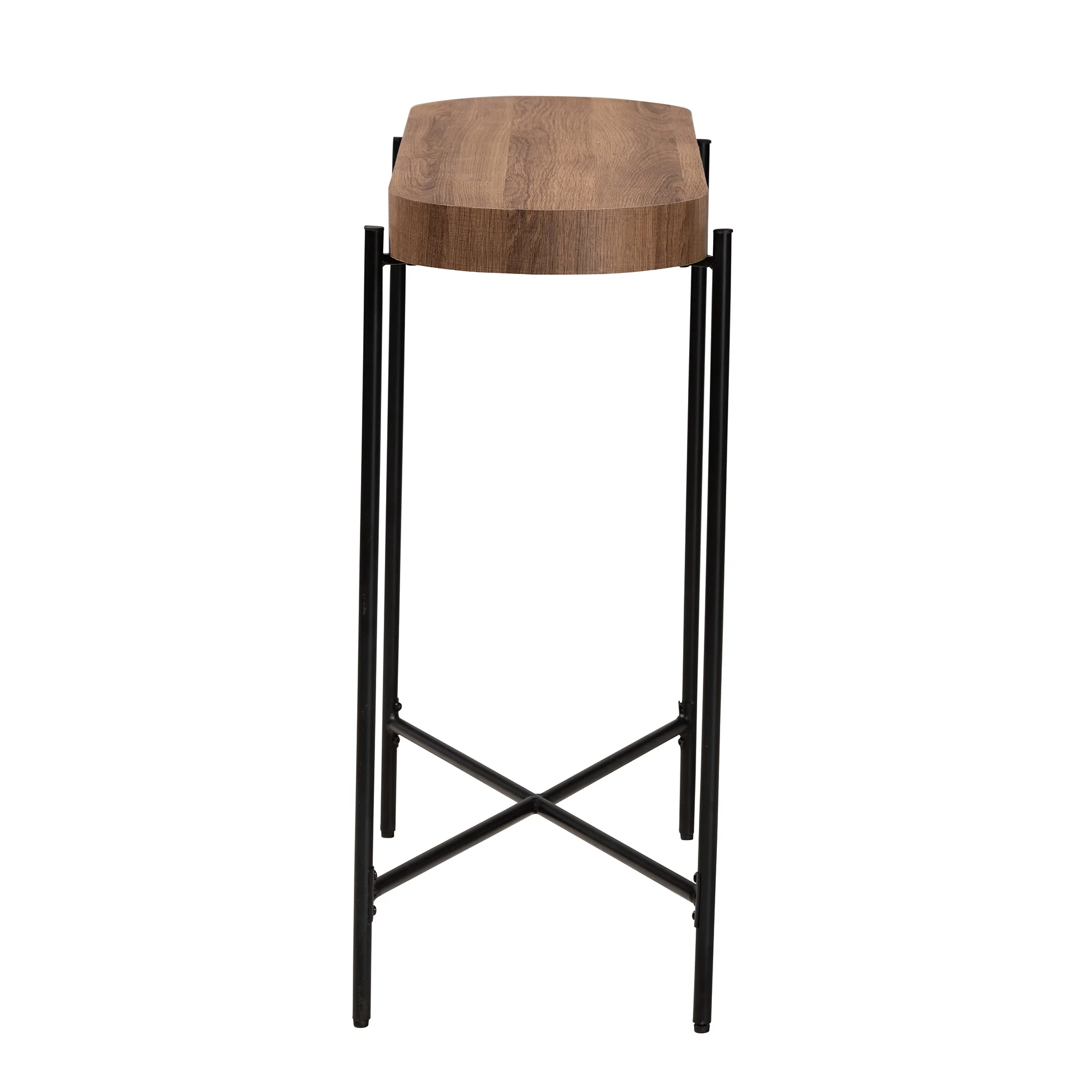 Baxton Studio Savion Modern Industrial Walnut Brown Finished Wood and Black Metal Console Table - Image 4