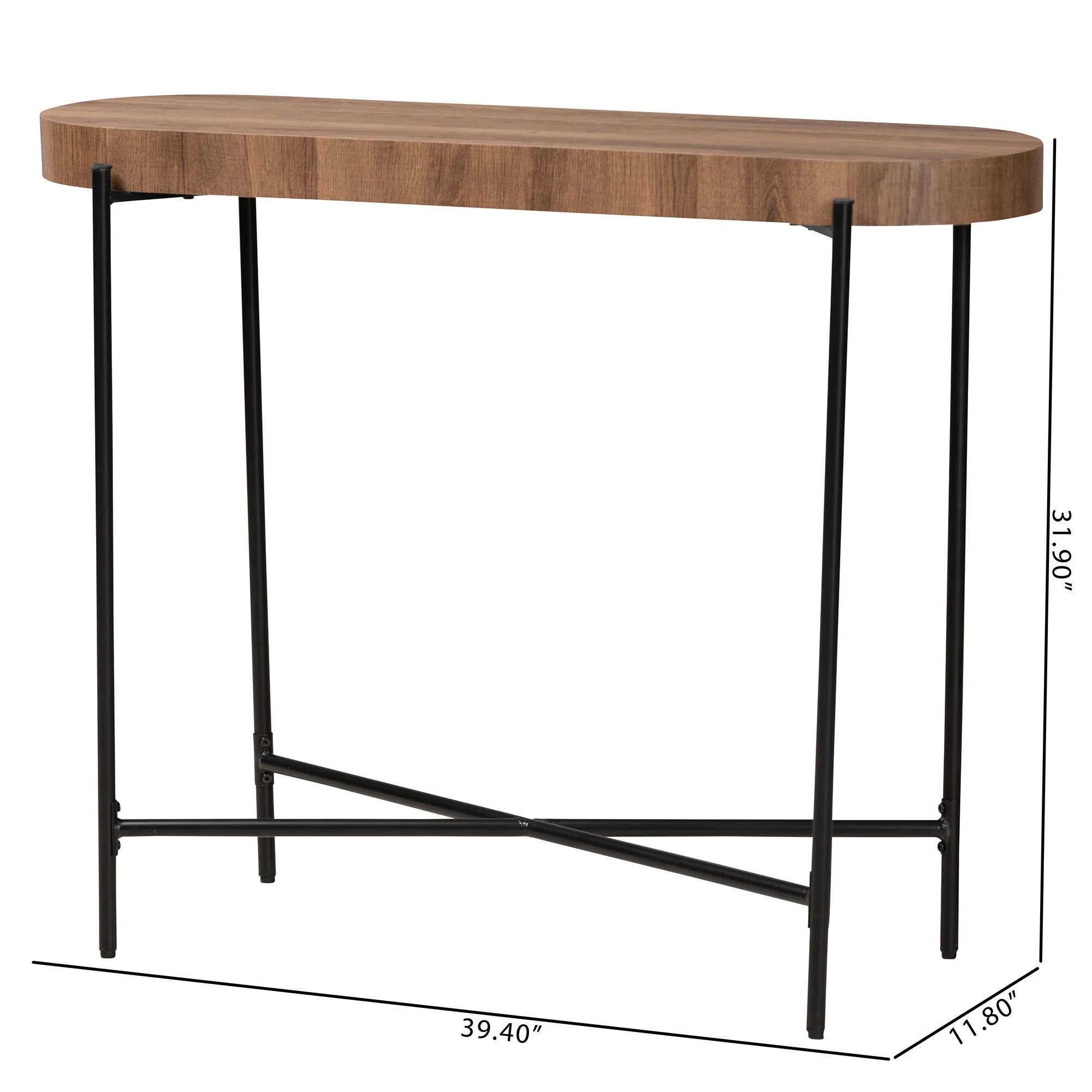 Baxton Studio Savion Modern Industrial Walnut Brown Finished Wood and Black Metal Console Table - Image 8