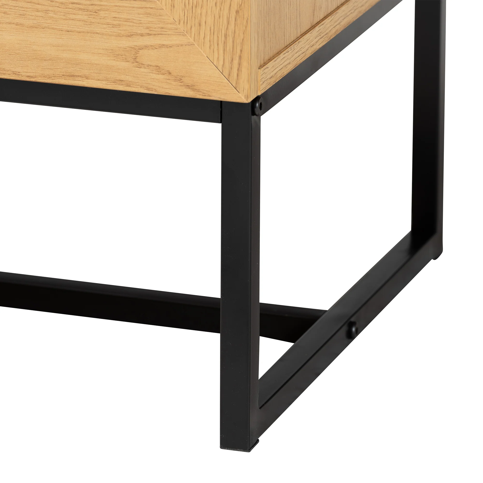 Baxton Studio Sawyer Mid-Century Modern Industrial Oak Brown Finished Wood and Black Metal 6-Drawer Storage Cabinet with Natural Rattan - Image 7