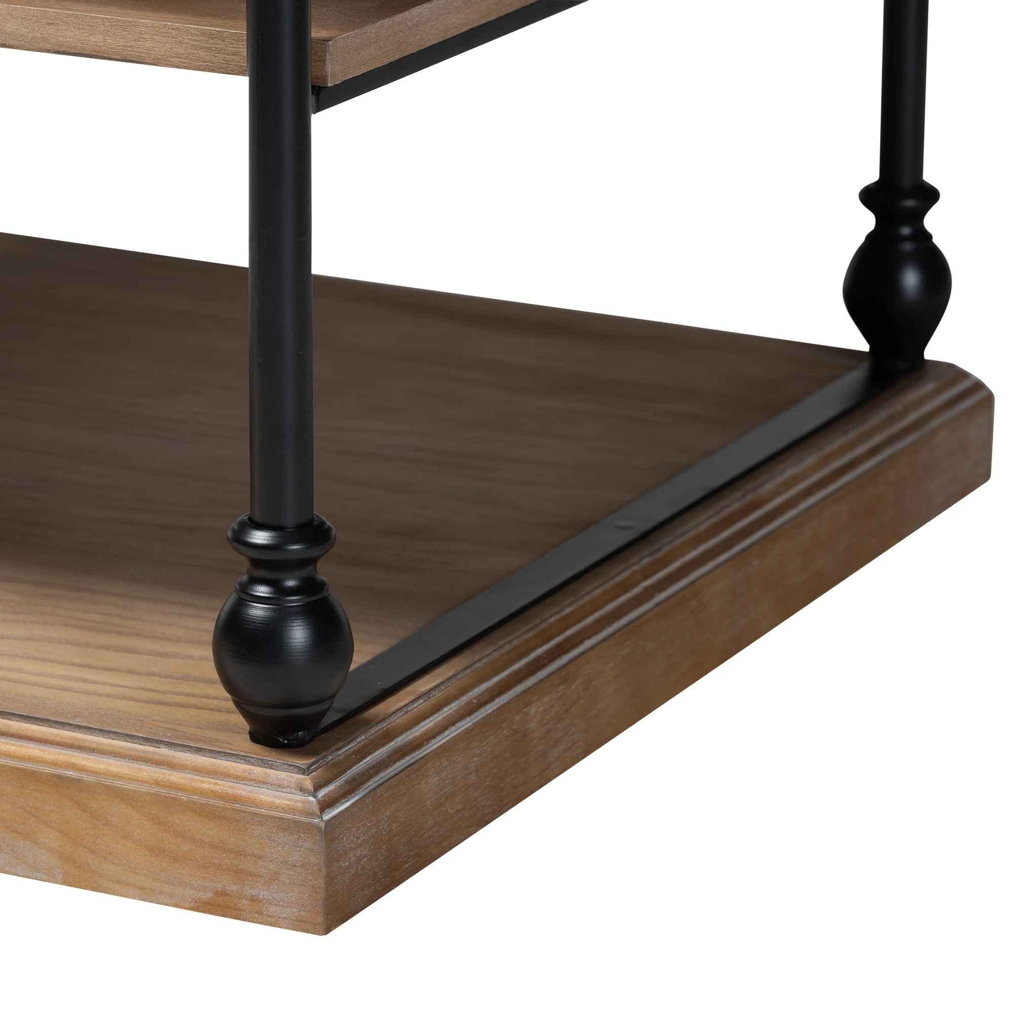 Baxton Studio Sebastian Traditional Industrial Greywashed Wood and Black Metal 3-Tier End Table - Image 5