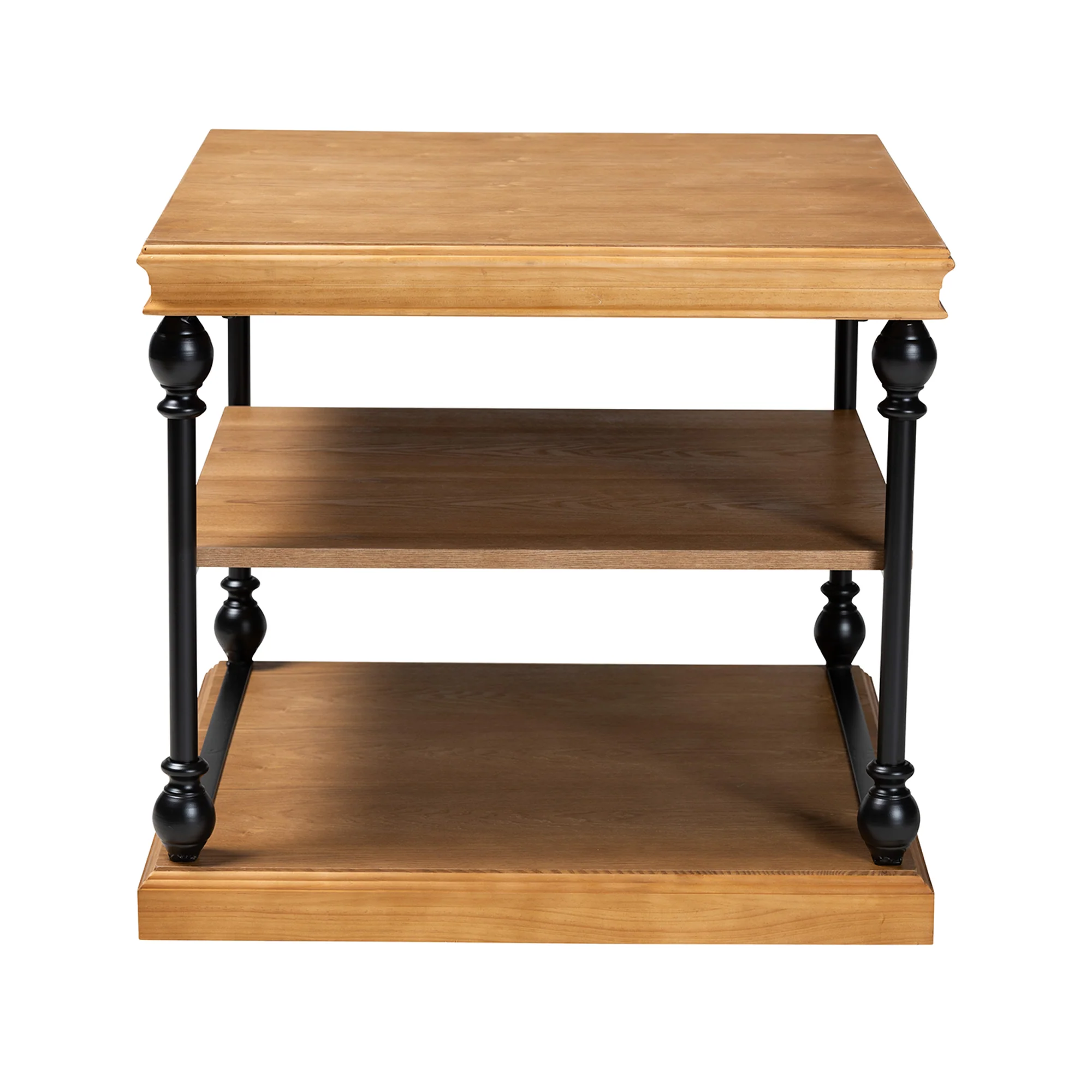 Baxton Studio Sebastian Traditional Industrial Oak Brown Finished Wood and Black Metal 3-Tier End Table - Image 4