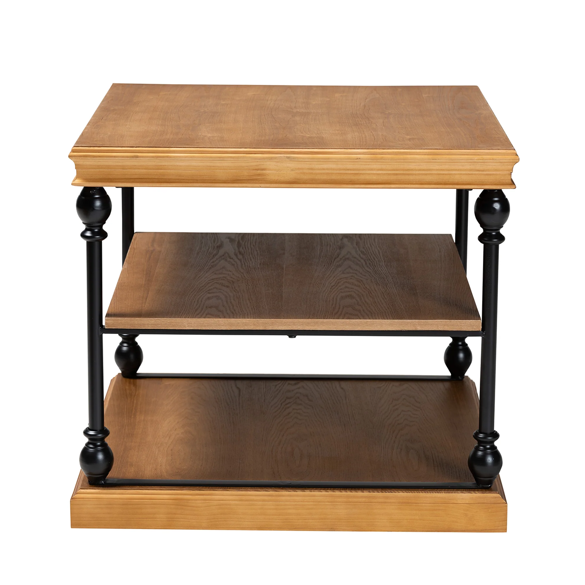 Baxton Studio Sebastian Traditional Industrial Oak Brown Finished Wood and Black Metal 3-Tier End Table - Image 5