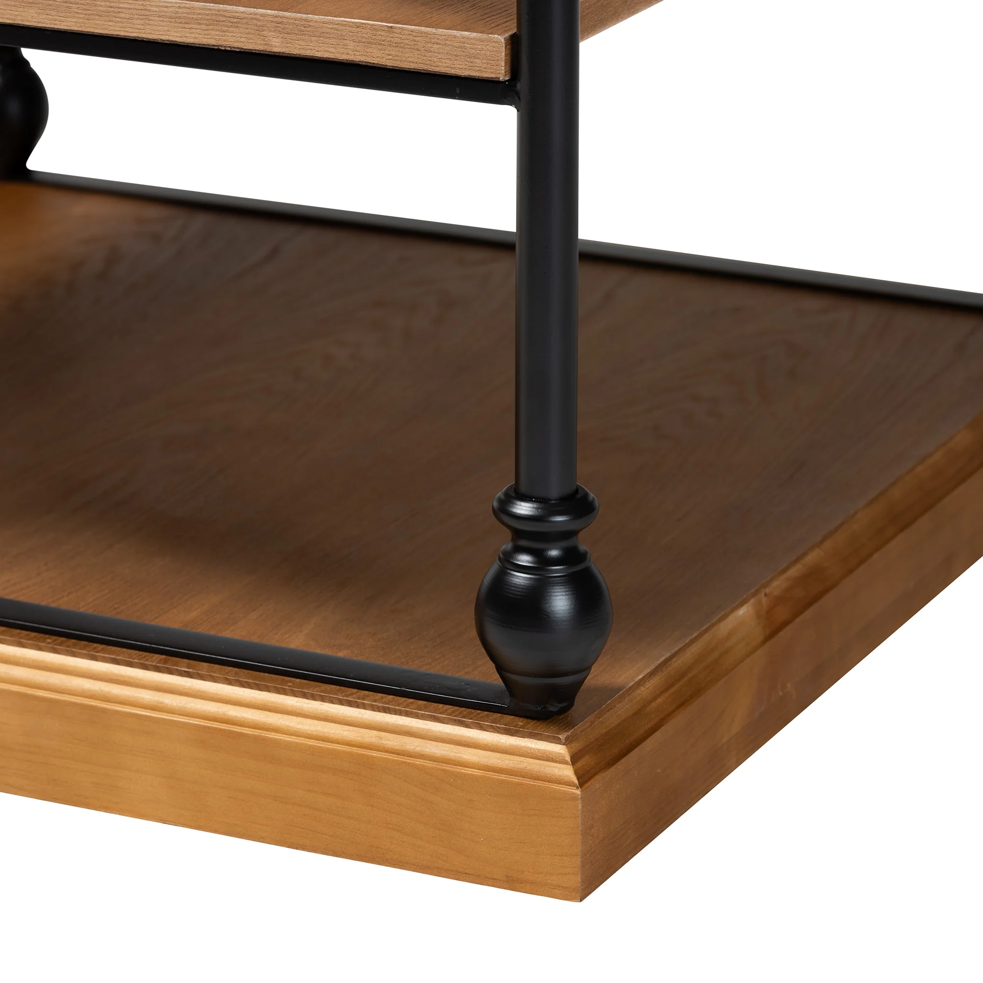 Baxton Studio Sebastian Traditional Industrial Oak Brown Finished Wood and Black Metal 3-Tier End Table - Image 6