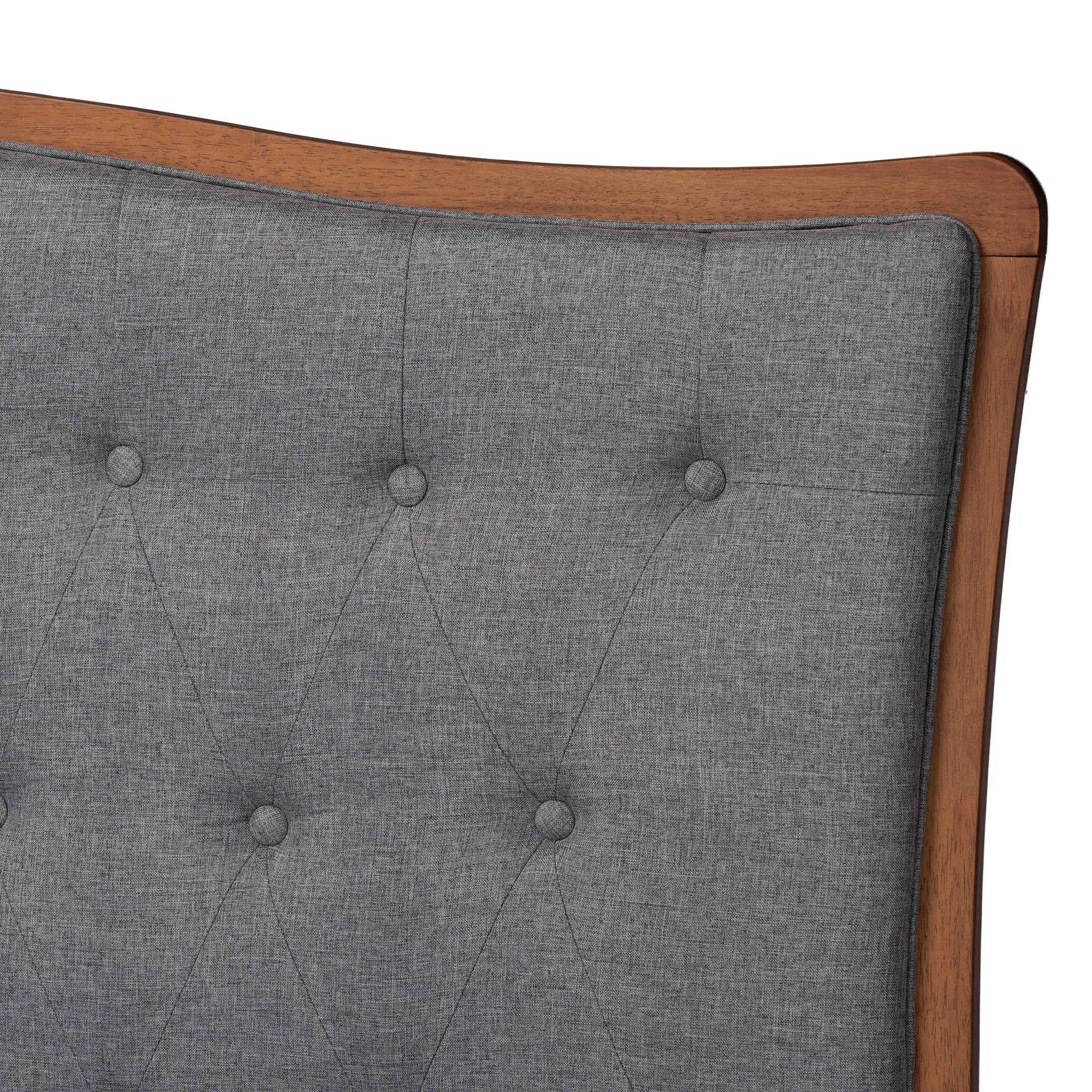 Baxton Studio Sereno Classic and Traditional Grey Fabric and Walnut Brown Finished Wood King Size Platform bed - Image 5