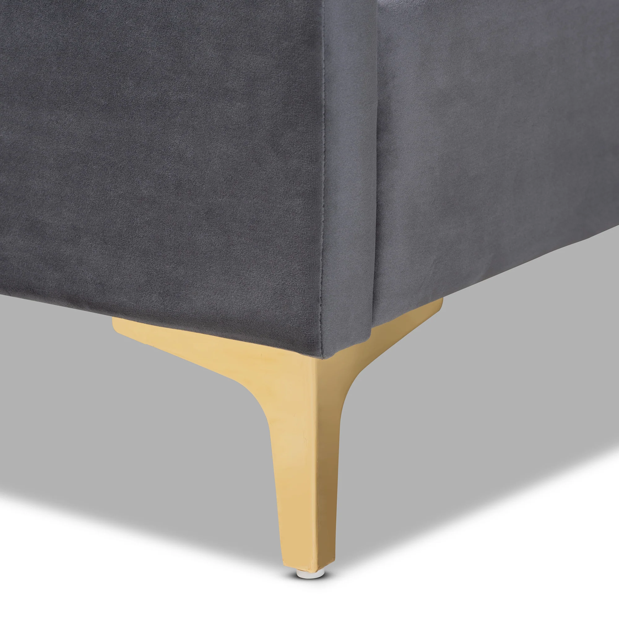 Baxton Studio Serrano Contemporary Glam and Luxe Grey Velvet Fabric Upholstered and Gold Metal Full Size Platform Bed - Image 6