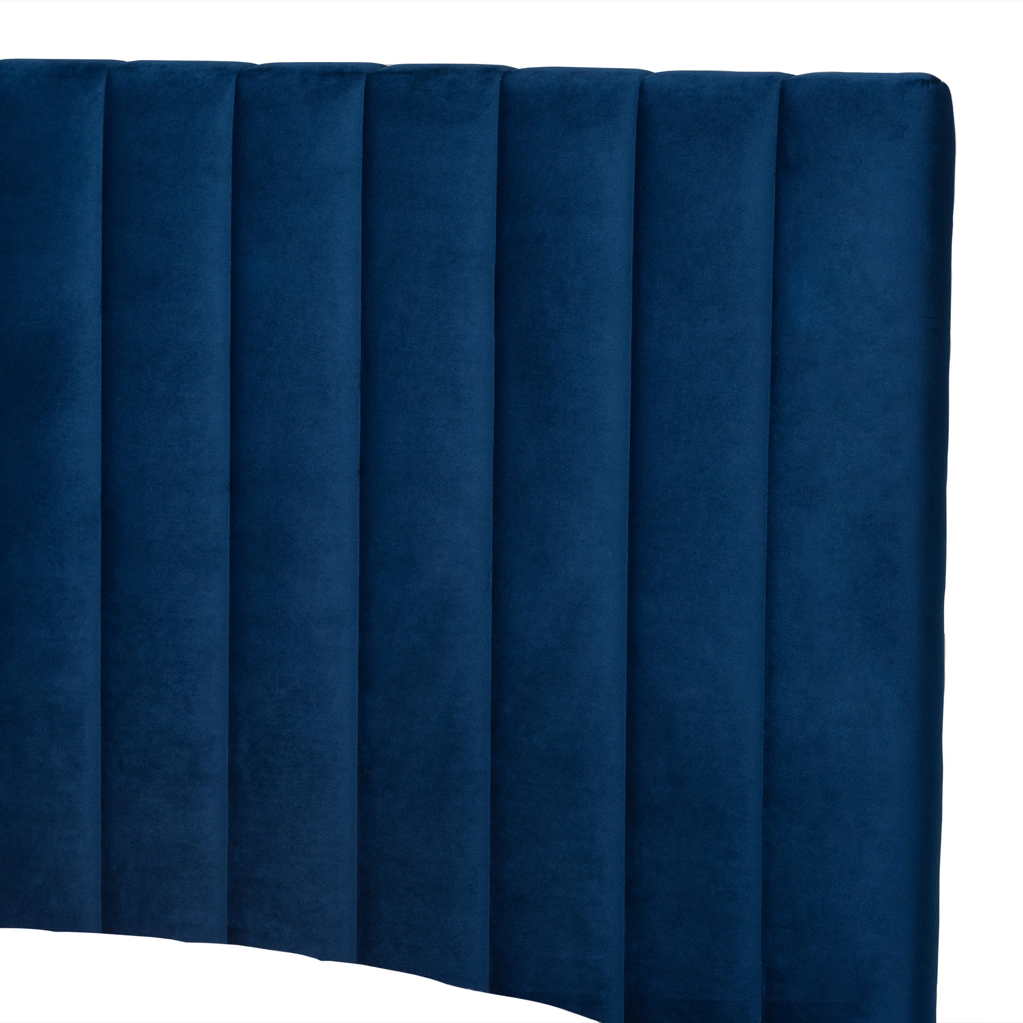 Baxton Studio Serrano Contemporary Glam and Luxe Navy Blue Velvet Fabric Upholstered and Gold Metal King Size Platform Bed - Image 5