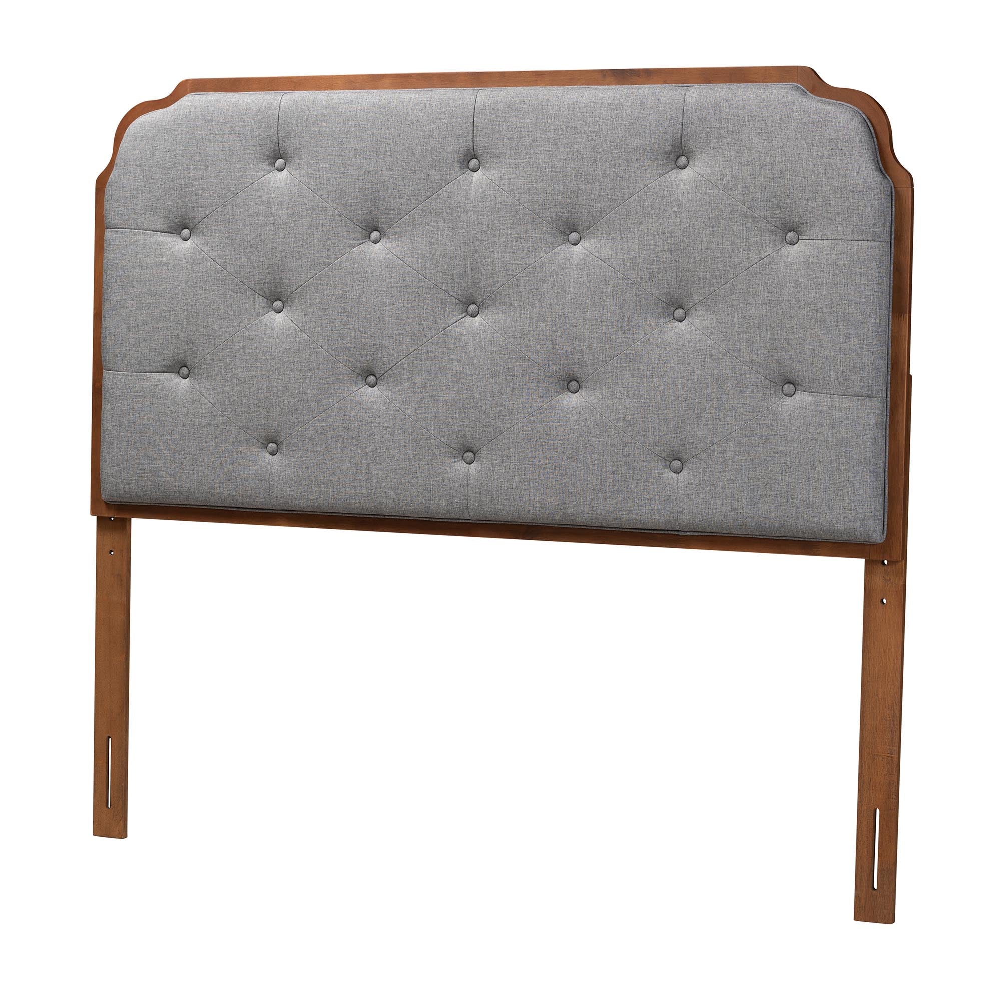 Baxton Studio Shanti Classic and Traditional Grey Fabric and Walnut Brown Finished Wood Queen Size Headboard - Image 2