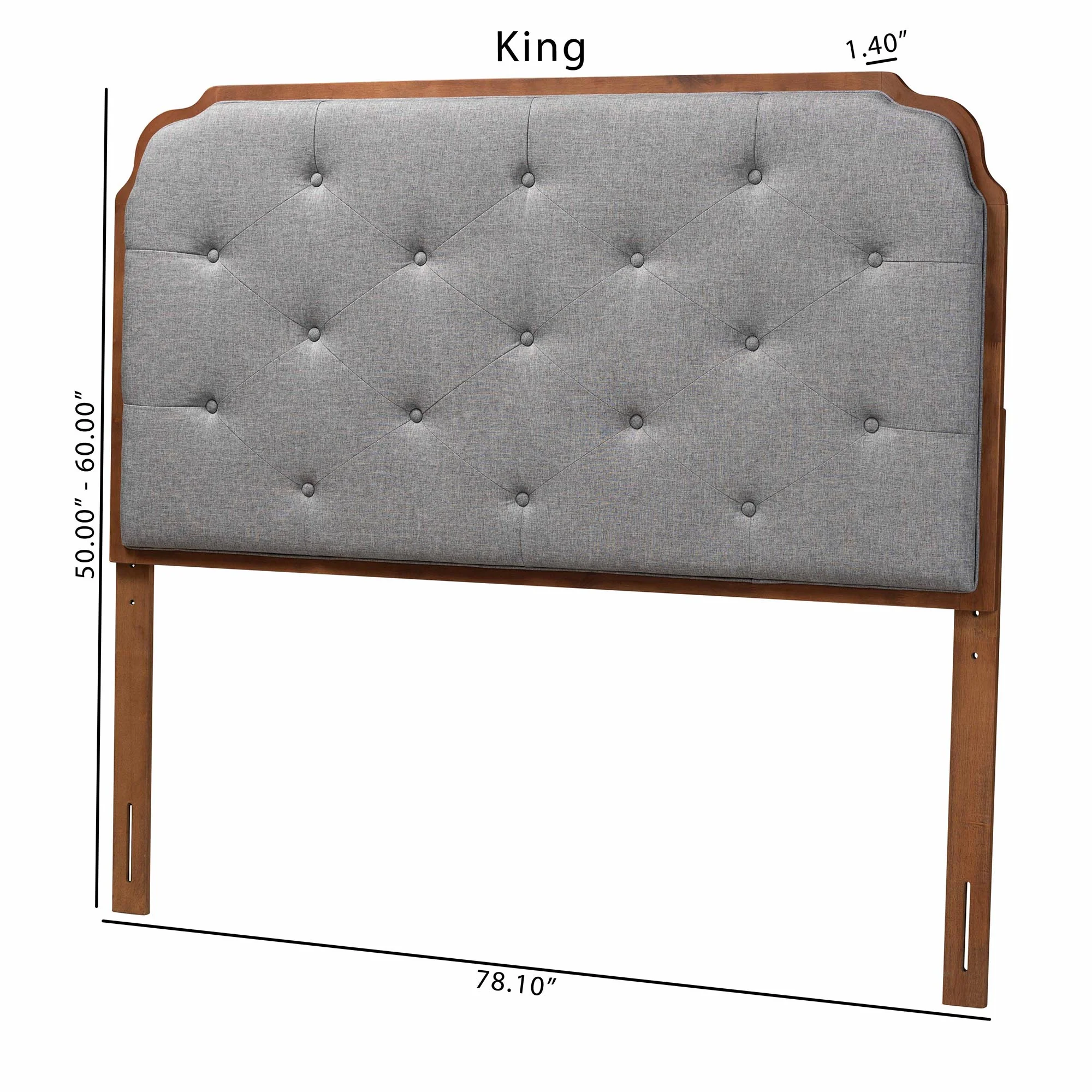 Baxton Studio Shanti Classic and Traditional Grey Fabric and Walnut Brown Finished Wood Queen Size Headboard - Image 9