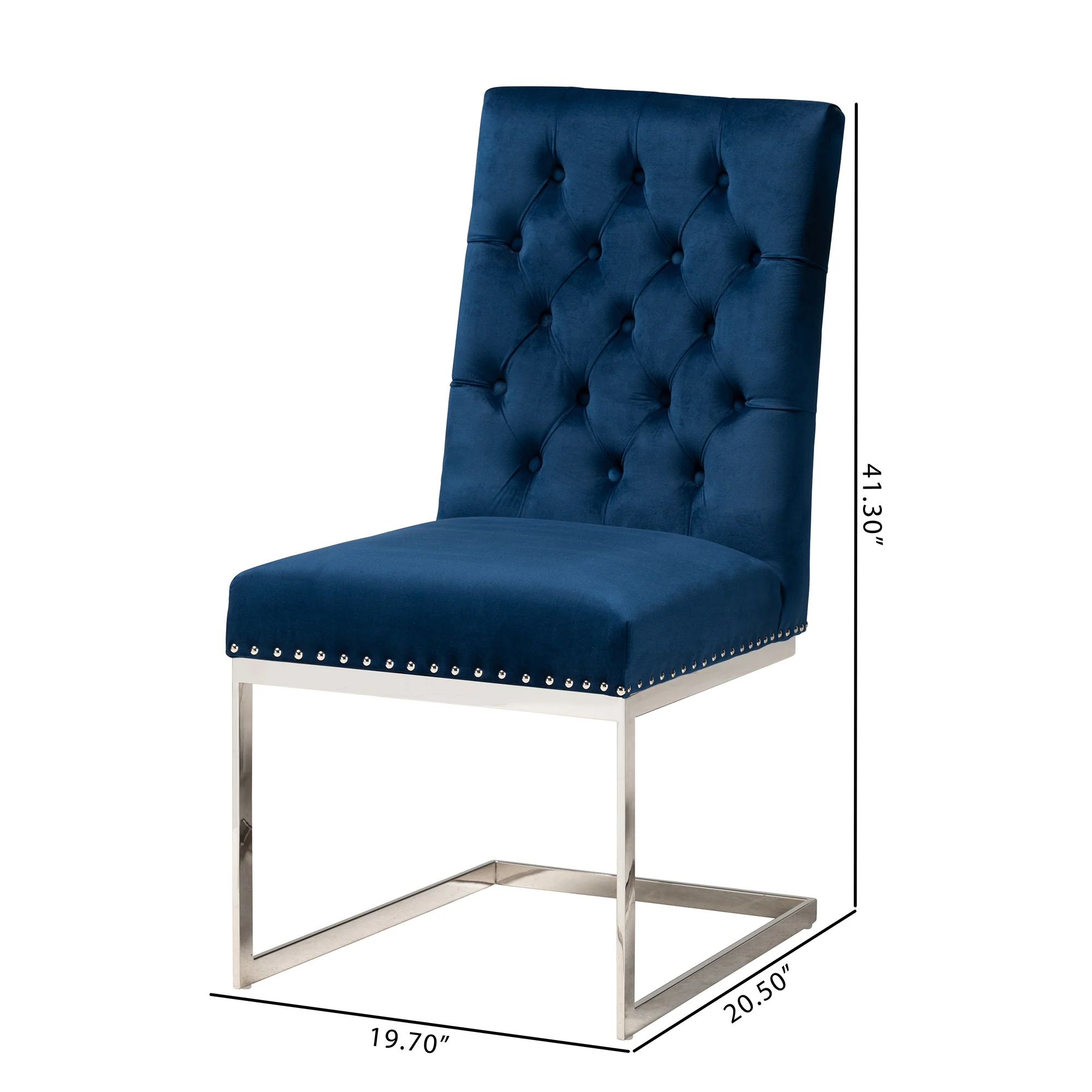 Baxton Studio Sherine Contemporary Glam and Luxe Grey Velvet Fabric and Silver Metal 2-Piece Dining Chair Set - Image 20