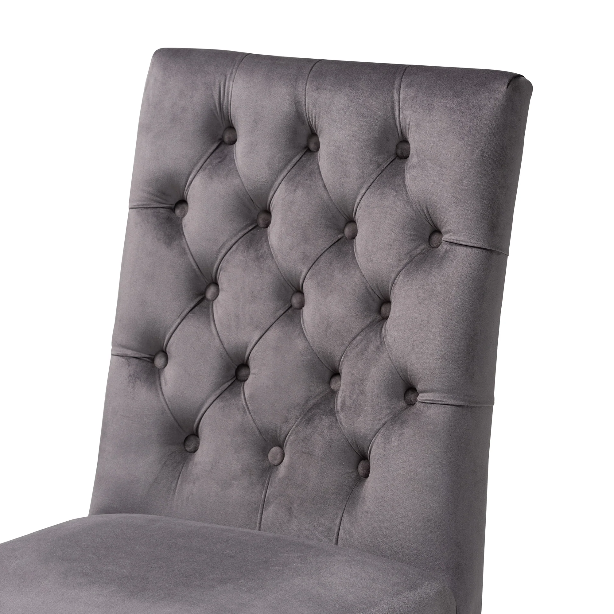Baxton Studio Sherine Contemporary Glam and Luxe Grey Velvet Fabric and Silver Metal 2-Piece Dining Chair Set - Image 5