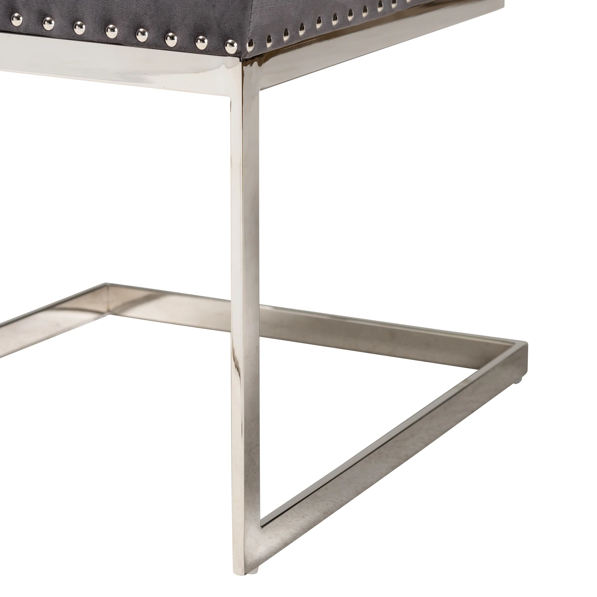 Baxton Studio Sherine Contemporary Glam and Luxe Grey Velvet Fabric and Silver Metal 2-Piece Dining Chair Set - Image 6
