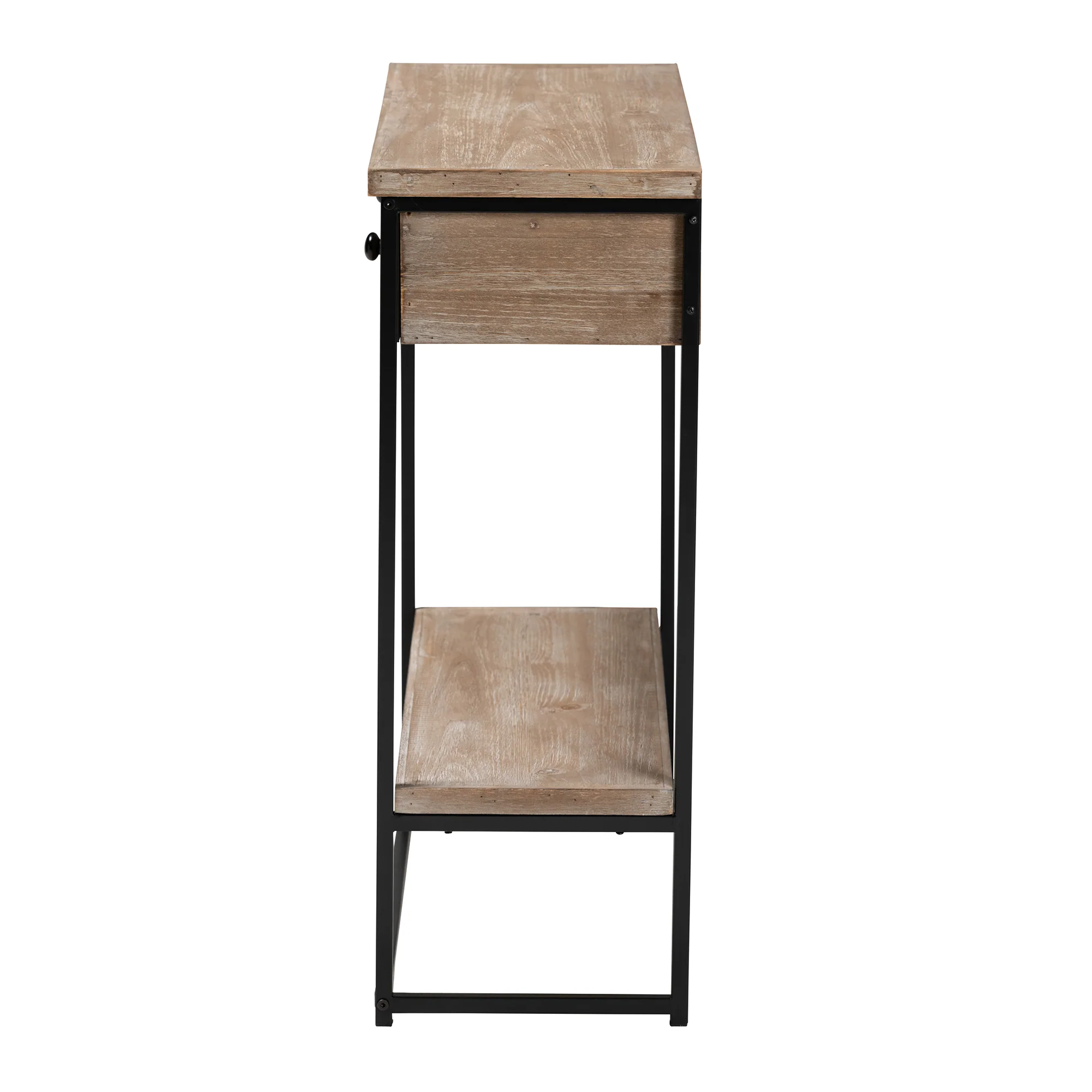 Baxton Studio Silas Modern Industrial Natural Brown Finished Wood and Black Metal 2-Drawer Console Table - Image 5