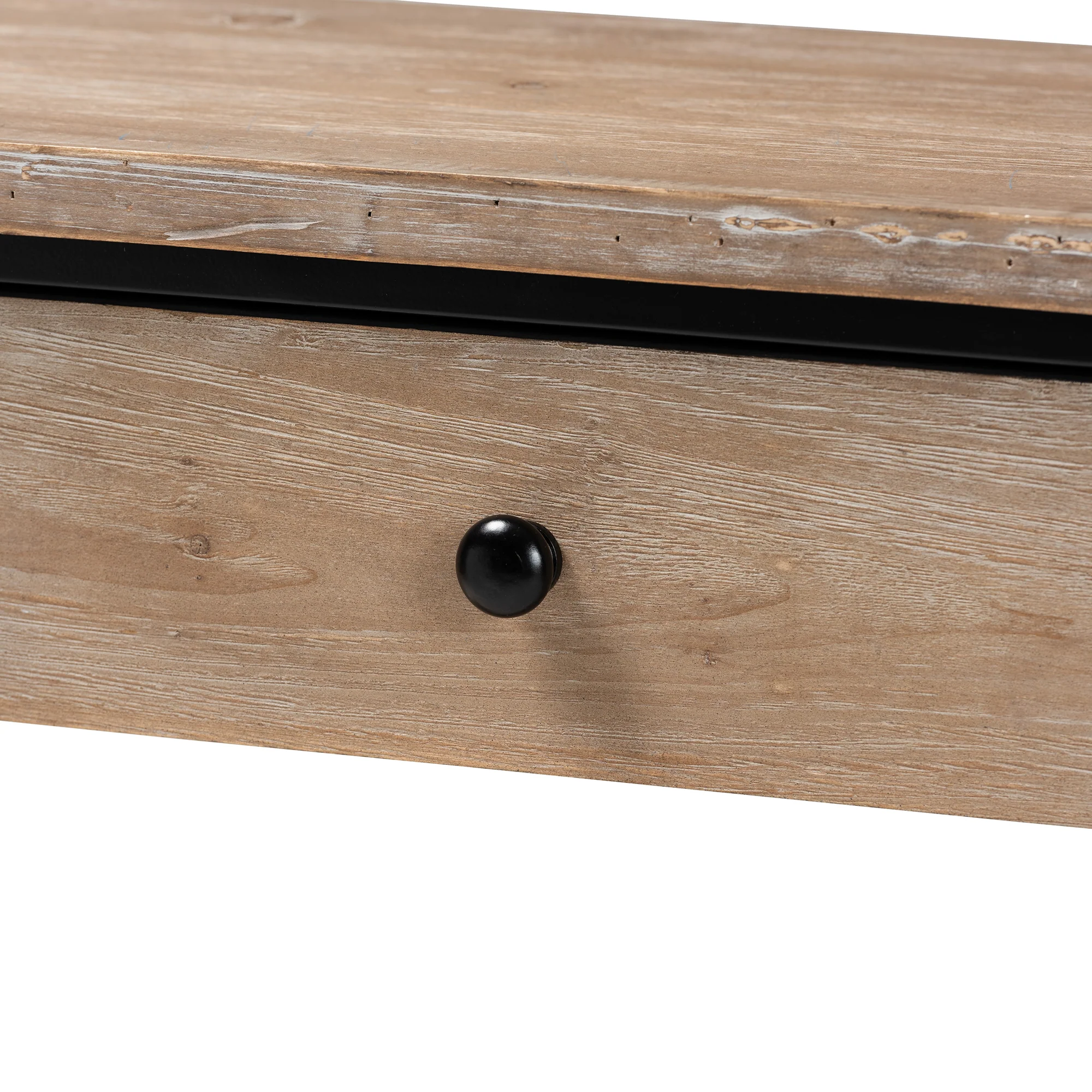 Baxton Studio Silas Modern Industrial Natural Brown Finished Wood and Black Metal 2-Drawer Console Table - Image 6