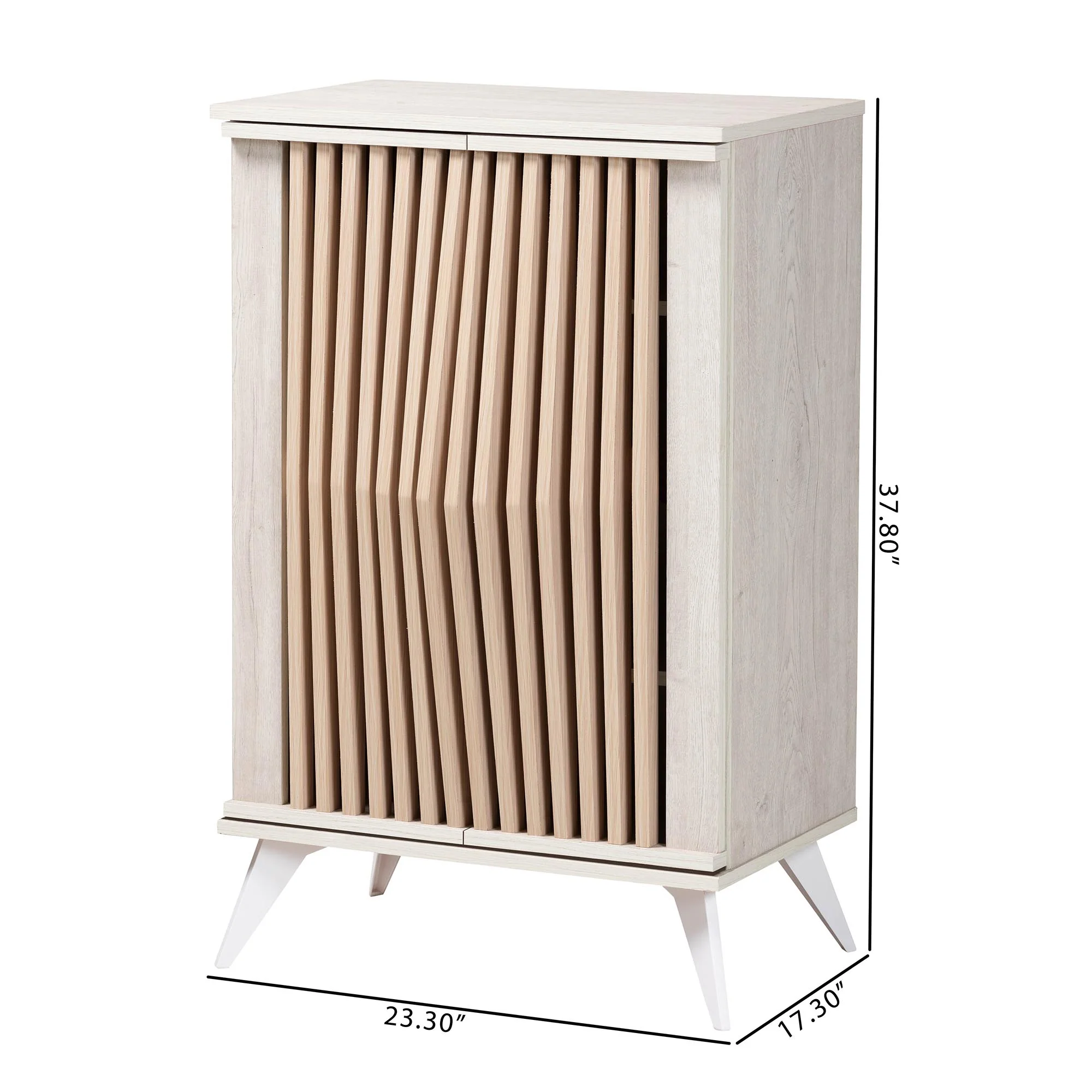 Baxton Studio Simona Mid-Century Modern Transitional Light Grey and Brown Wood 2-Door Storage Cabinet - Image 10