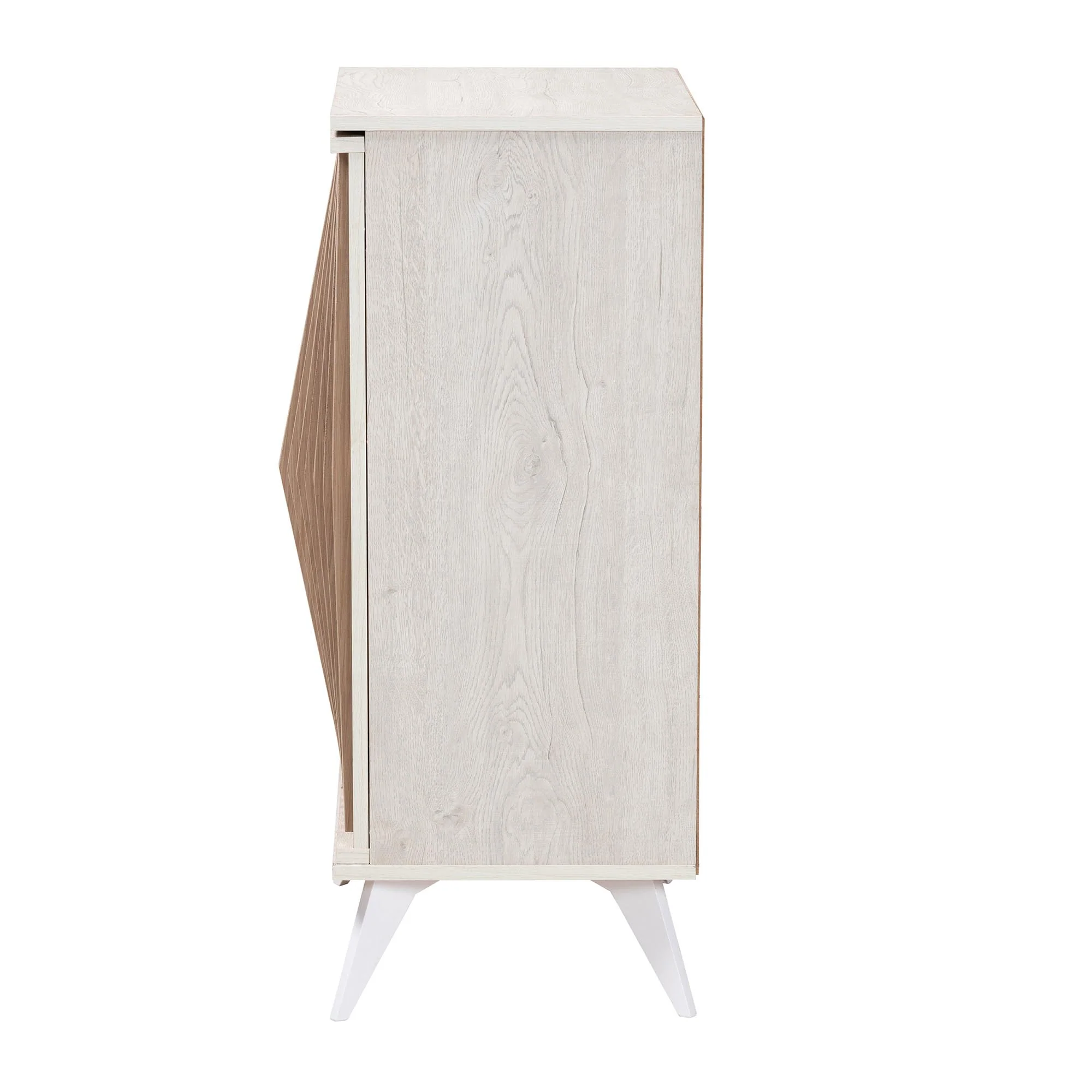 Baxton Studio Simona Mid-Century Modern Transitional Light Grey and Brown Wood 2-Door Storage Cabinet - Image 5