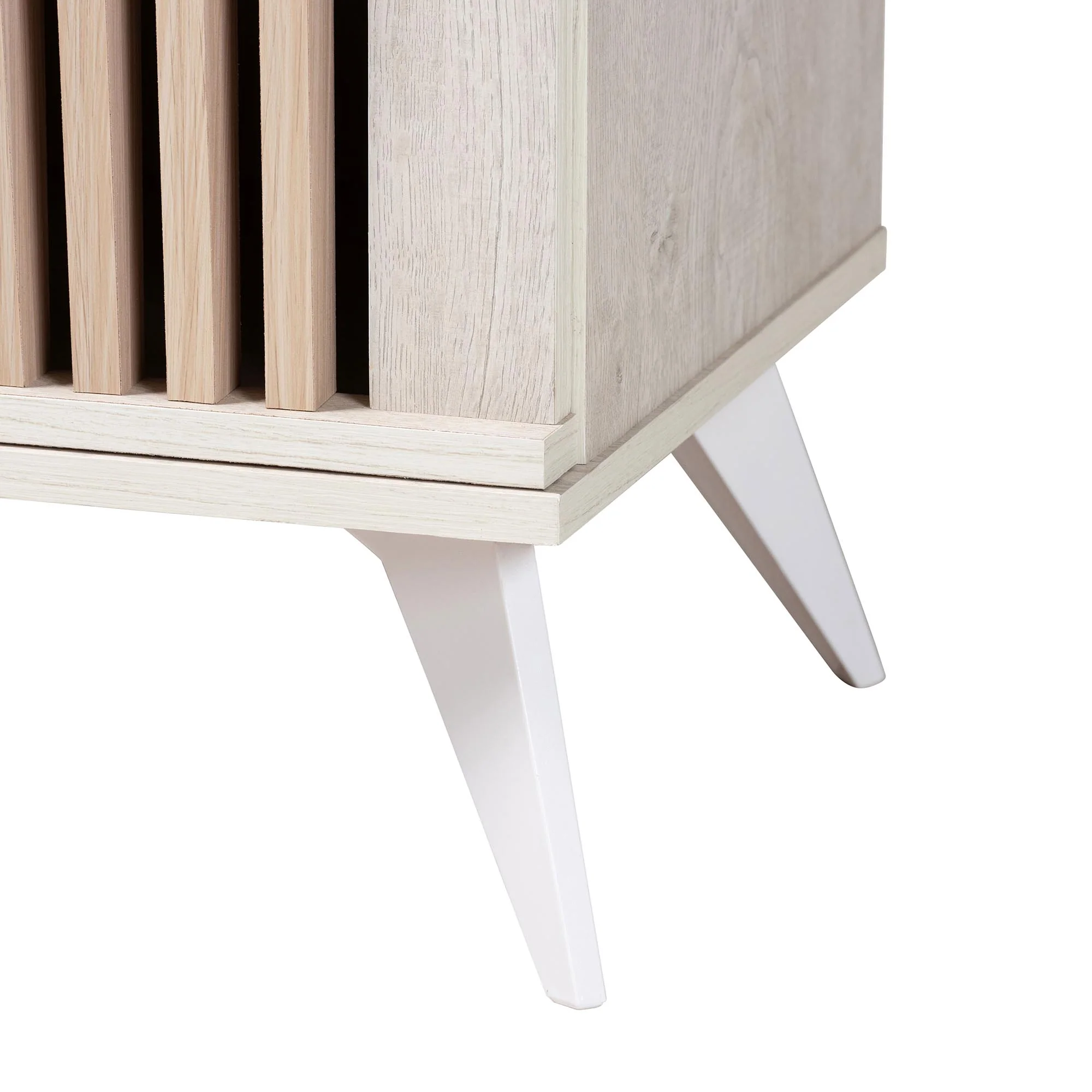 Baxton Studio Simona Mid-Century Modern Transitional Light Grey and Brown Wood 2-Door Storage Cabinet - Image 7