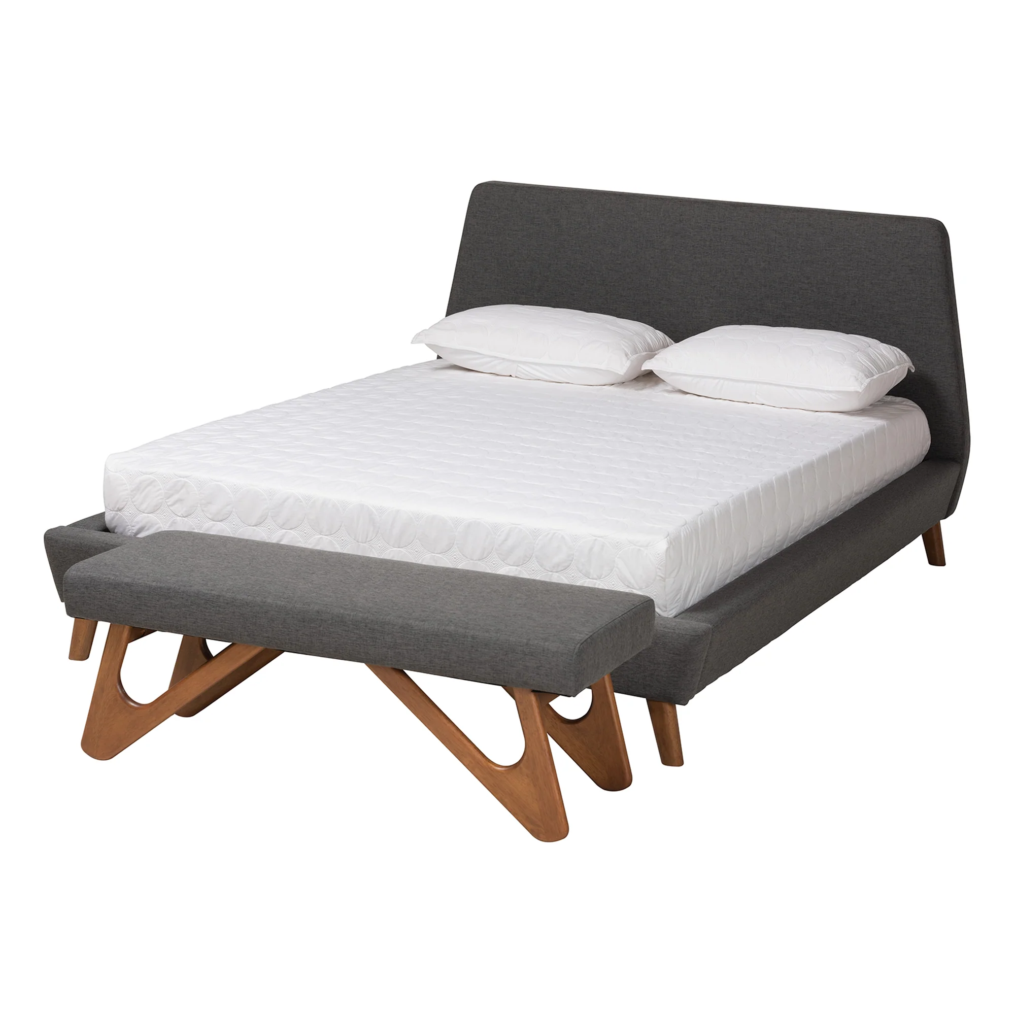 Baxton Studio Sinclaire Mid-Century Modern Transitional Dark Grey Fabric Upholstered Queen Size 2-Piece Bedroom Set - Image 5
