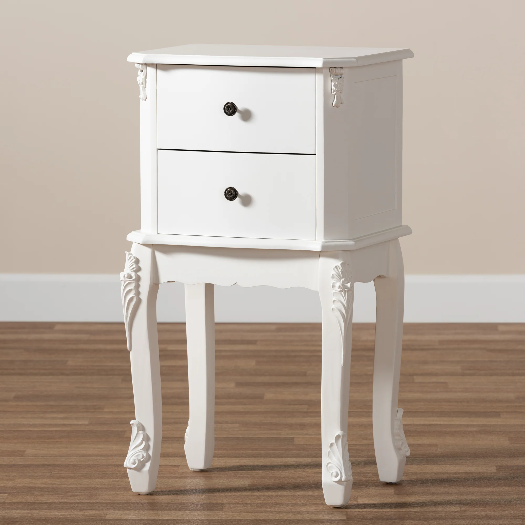 Baxton Studio Sophia Classic and Traditional French White Finished Wood 2-Drawer End Table - Image 2