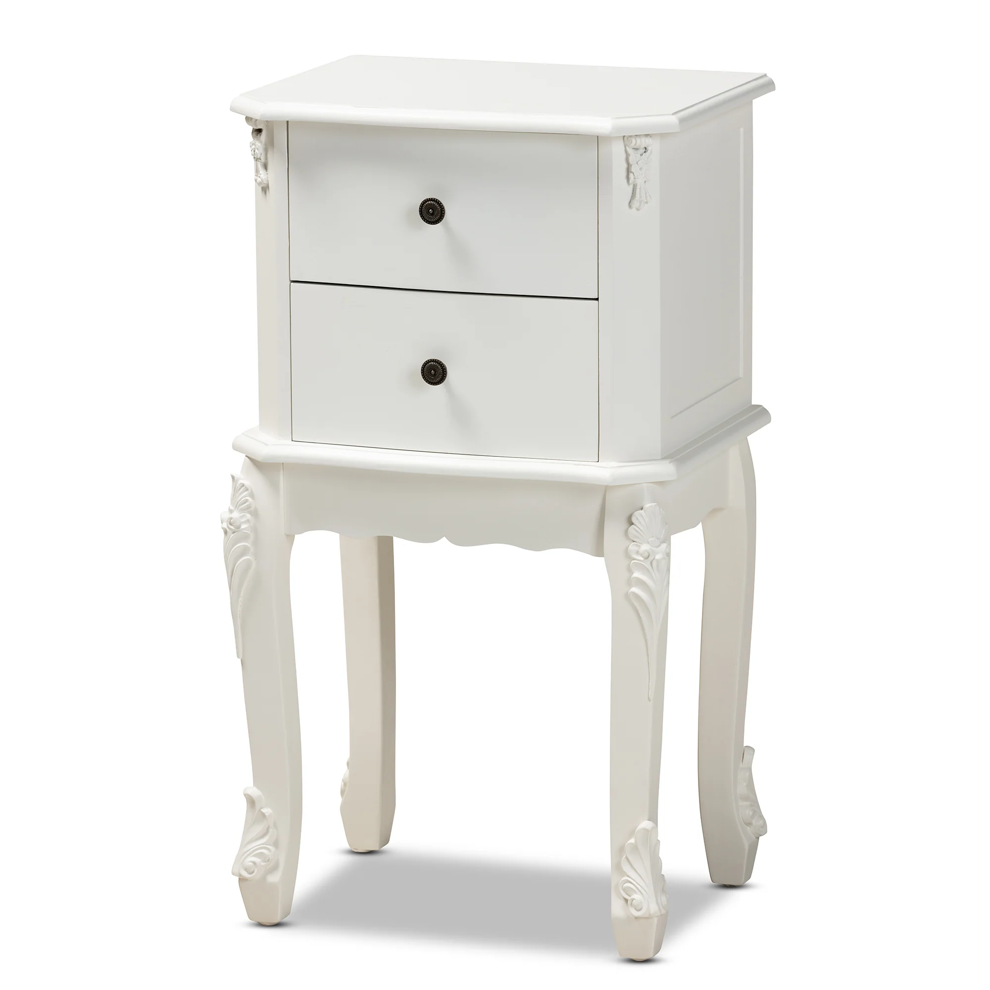 Baxton Studio Sophia Classic and Traditional French White Finished Wood 2-Drawer End Table - Image 4