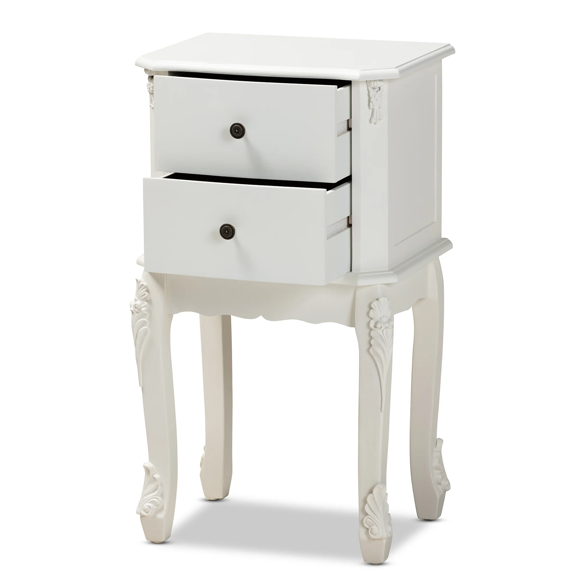 Baxton Studio Sophia Classic and Traditional French White Finished Wood 2-Drawer End Table - Image 5