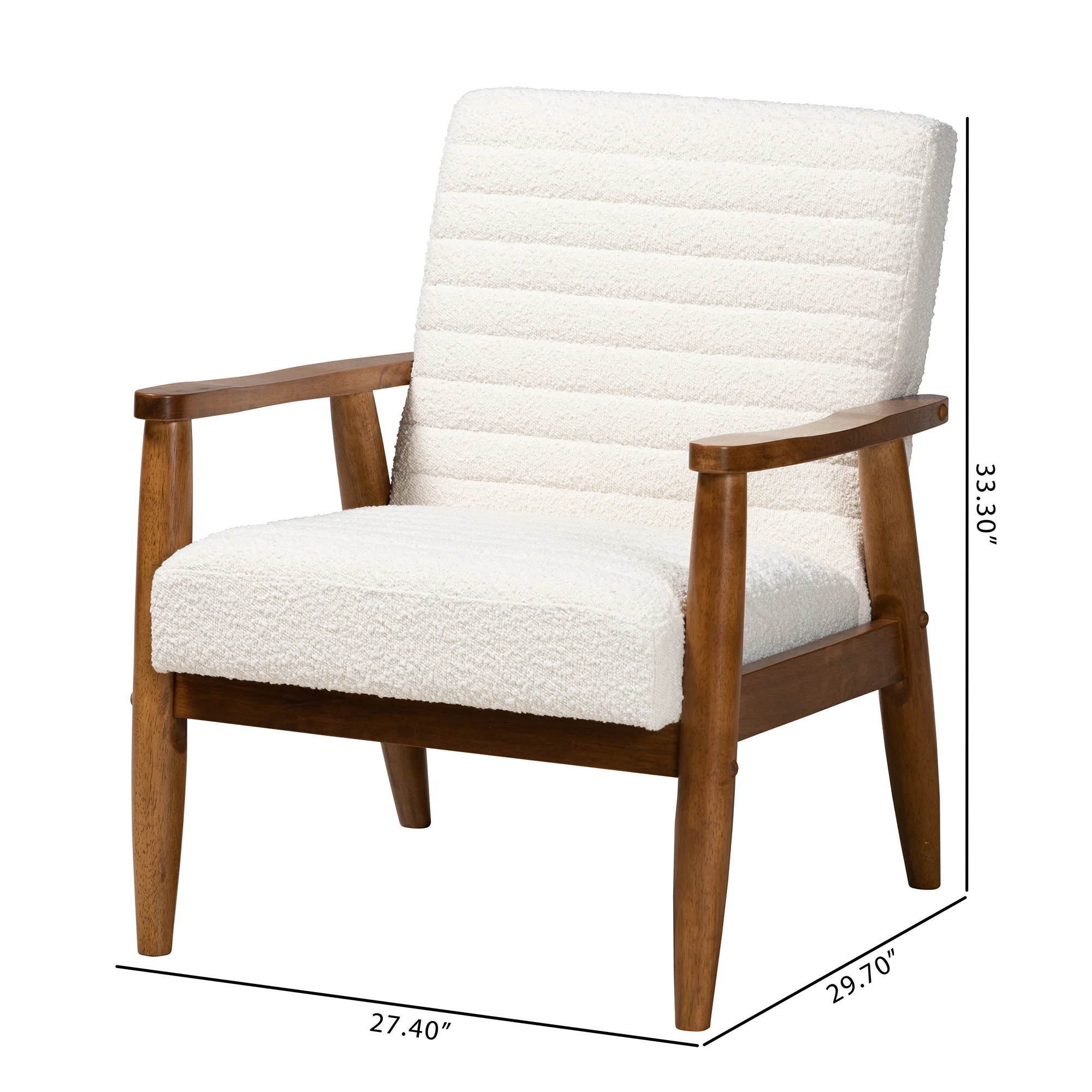 Baxton Studio Stratton Mid-Century Modern Cream Boucle Fabric and Walnut Brown Finished Wood Armchair - Image 10