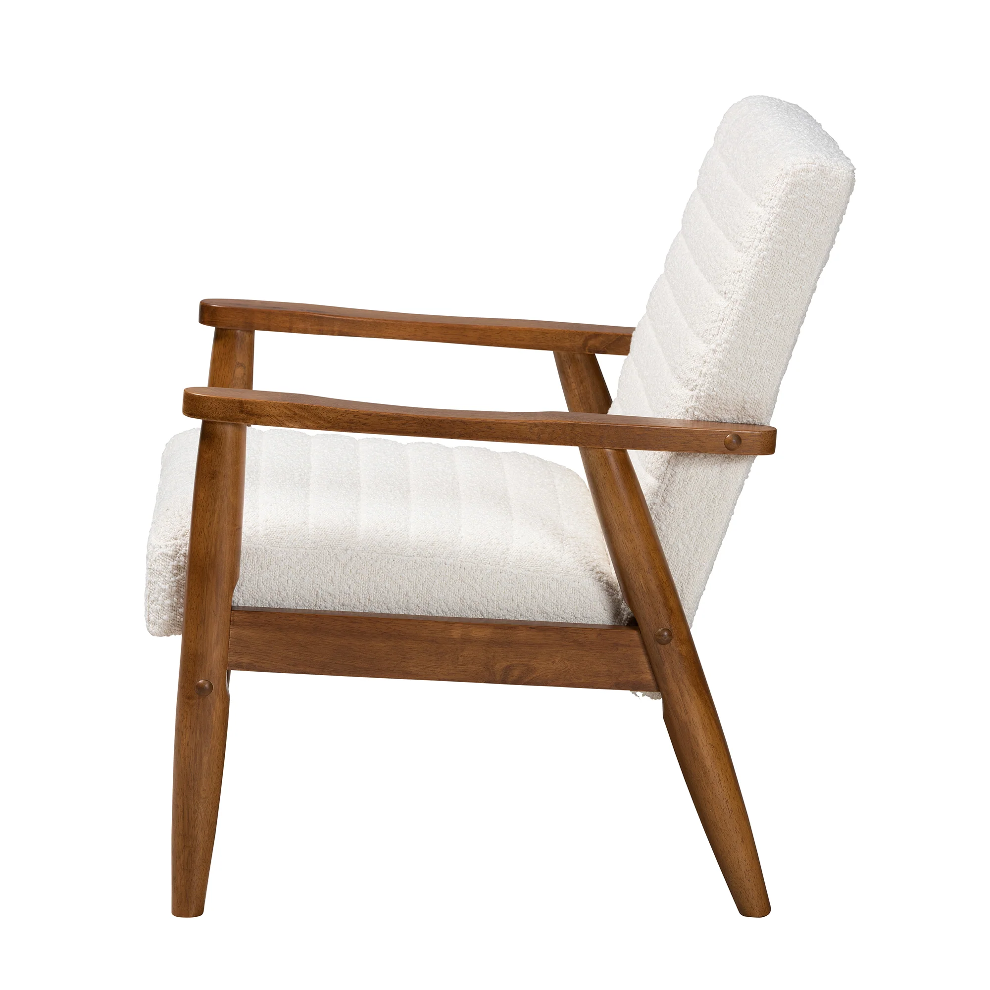 Baxton Studio Stratton Mid-Century Modern Cream Boucle Fabric and Walnut Brown Finished Wood Armchair - Image 4