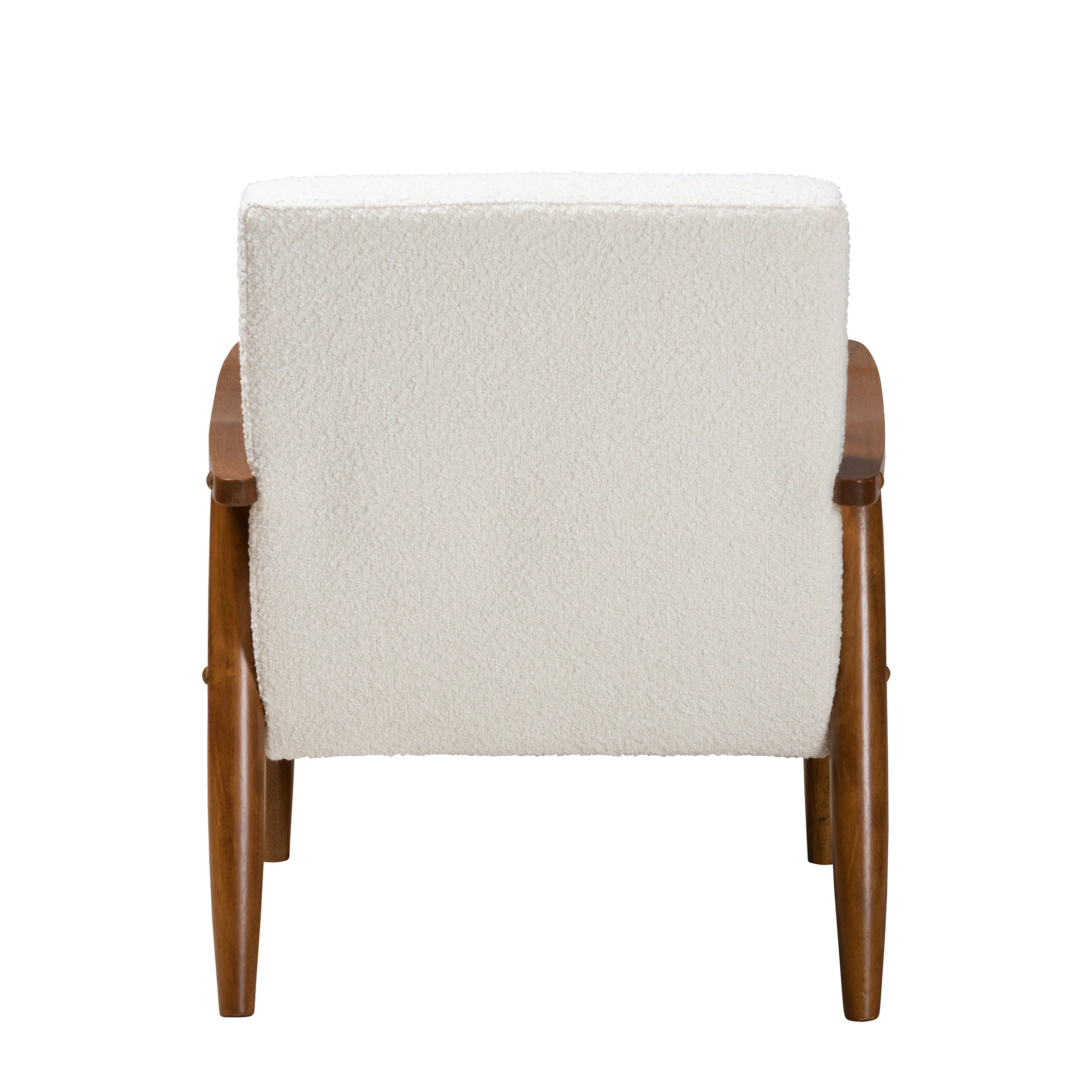 Baxton Studio Stratton Mid-Century Modern Cream Boucle Fabric and Walnut Brown Finished Wood Armchair - Image 5