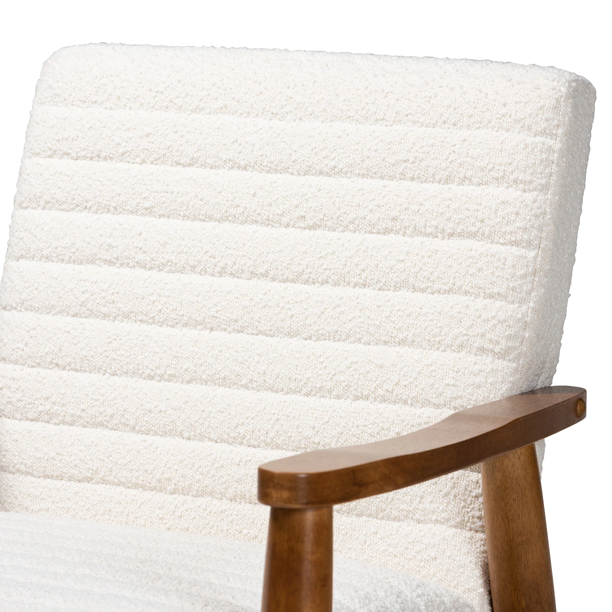 Baxton Studio Stratton Mid-Century Modern Cream Boucle Fabric and Walnut Brown Finished Wood Armchair - Image 6
