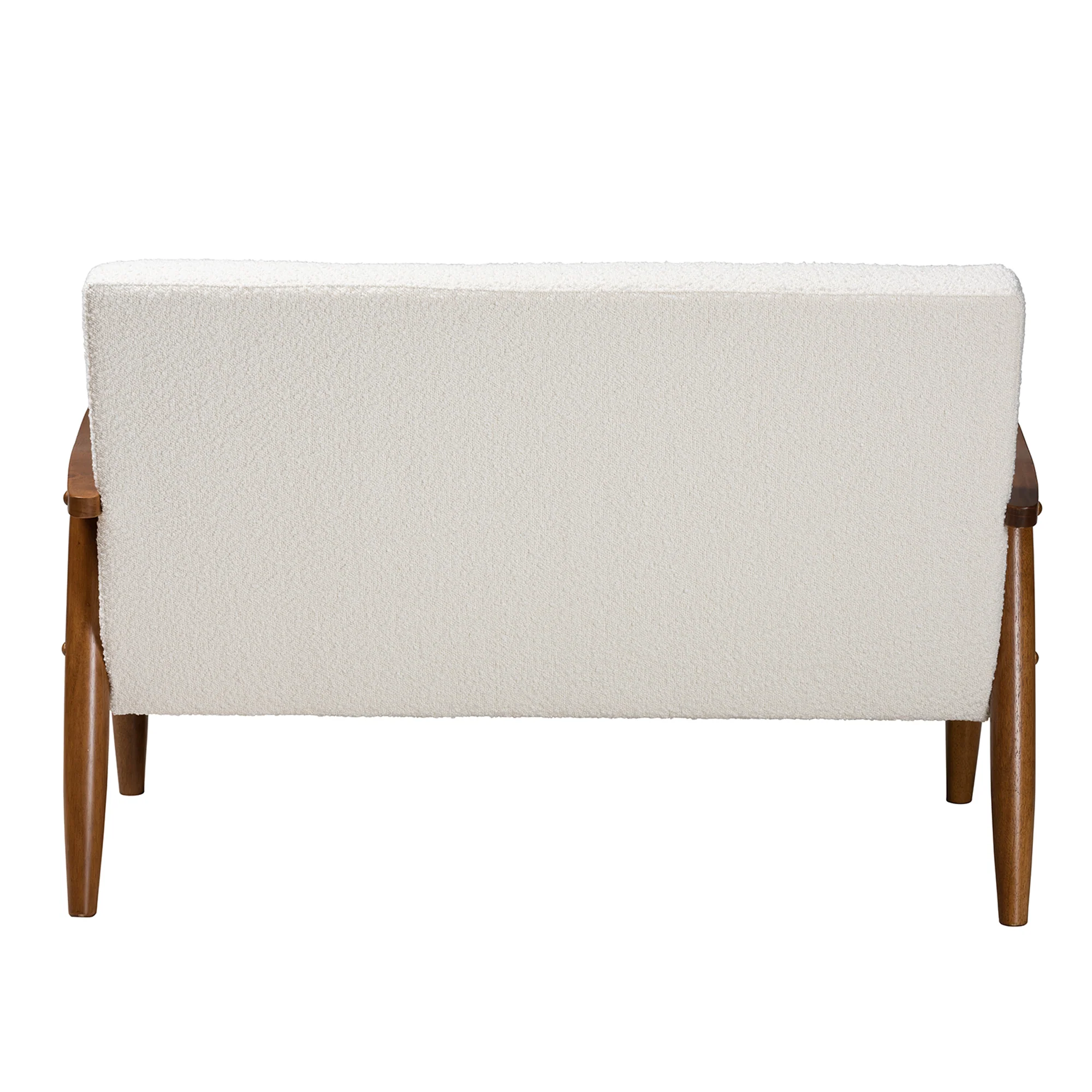 Baxton Studio Stratton Mid-Century Modern Cream Boucle Fabric and Walnut Brown Finished Wood Loveseat - Image 5