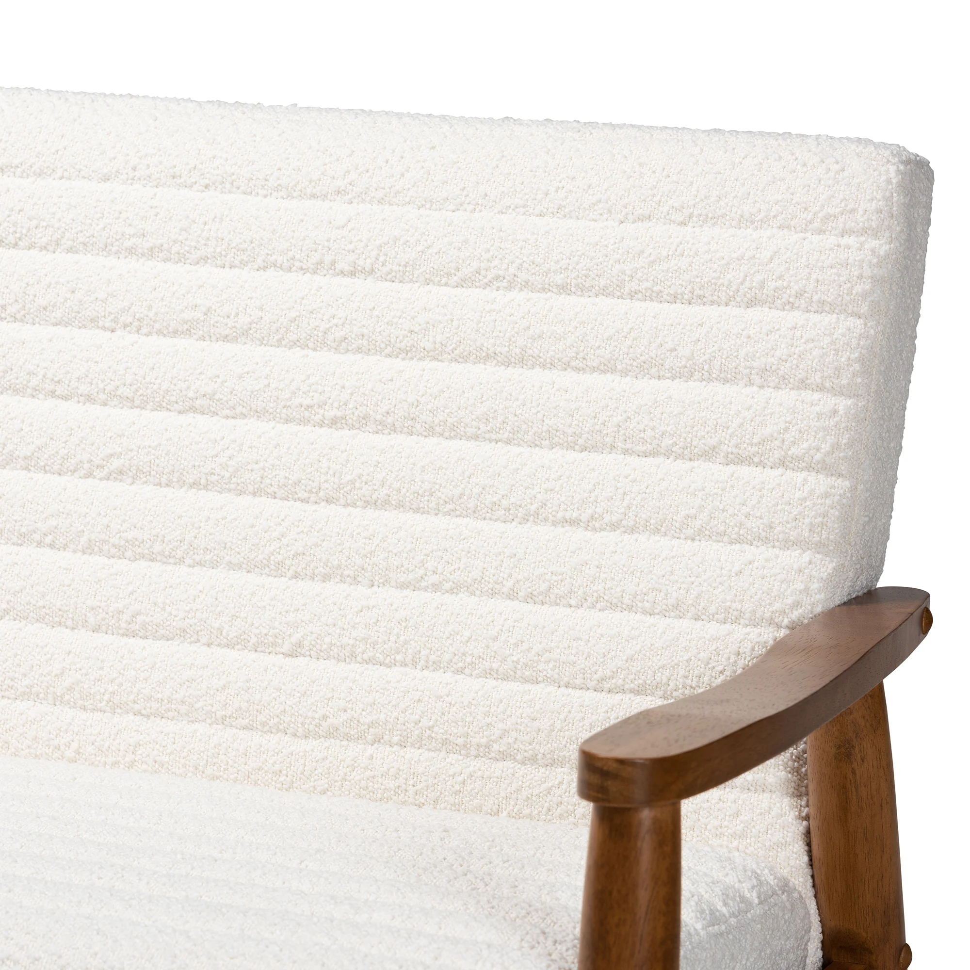 Baxton Studio Stratton Mid-Century Modern Cream Boucle Fabric and Walnut Brown Finished Wood Loveseat - Image 6