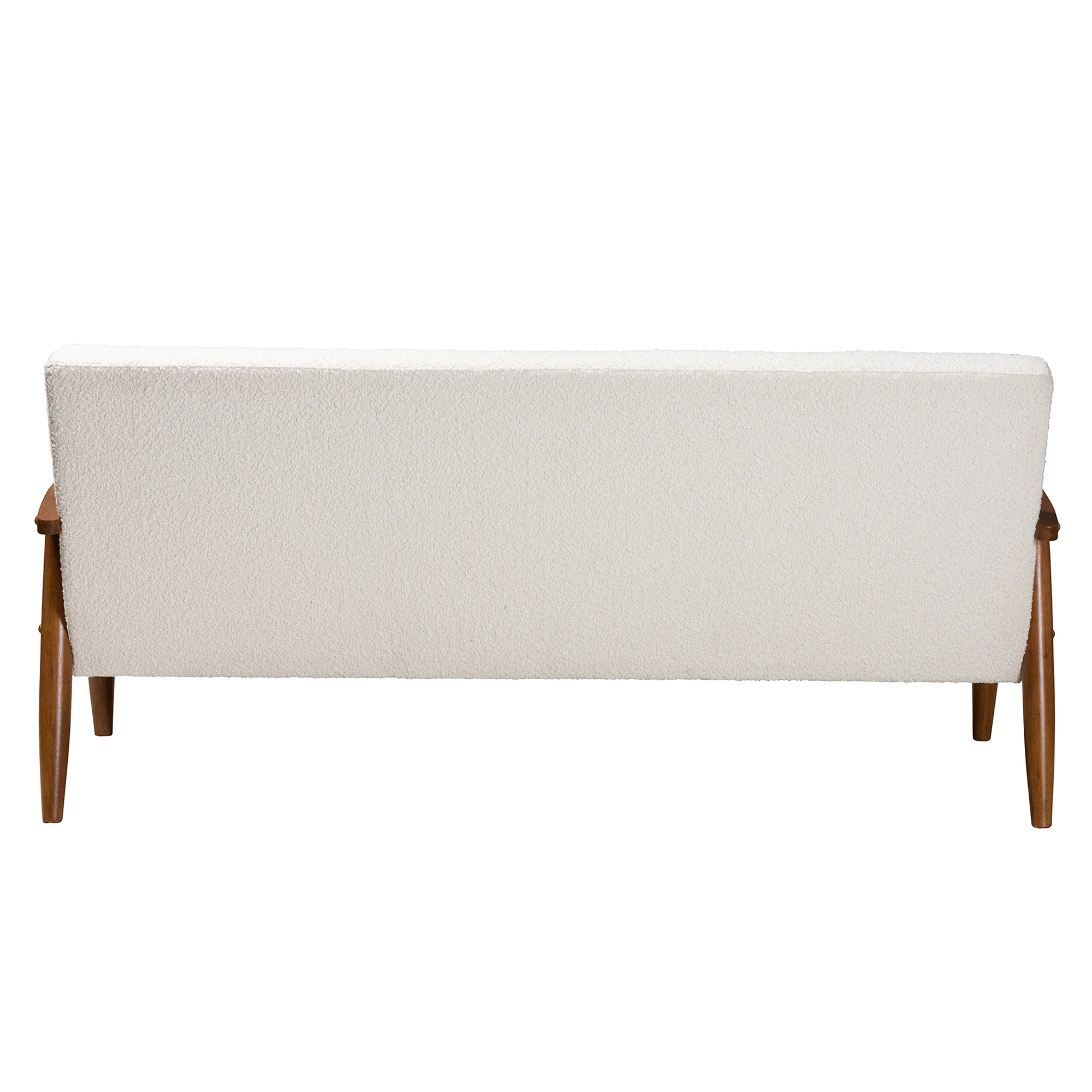 Baxton Studio Stratton Mid-Century Modern Cream Boucle Fabric and Walnut Brown Finished Wood Sofa - Image 5