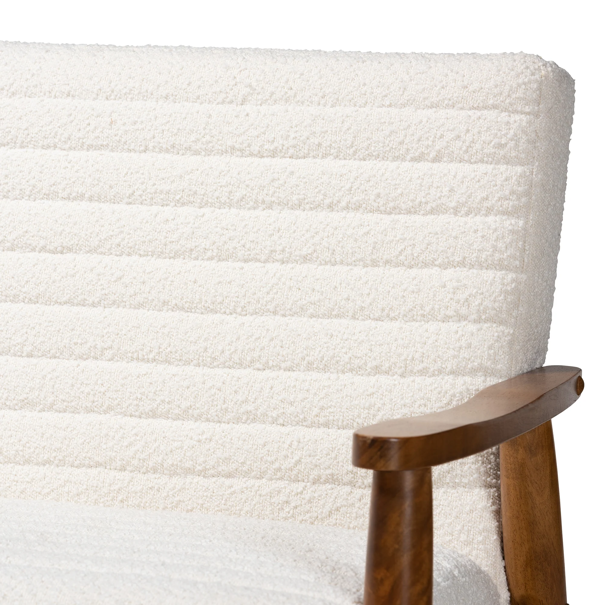Baxton Studio Stratton Mid-Century Modern Cream Boucle Fabric and Walnut Brown Finished Wood Sofa - Image 6