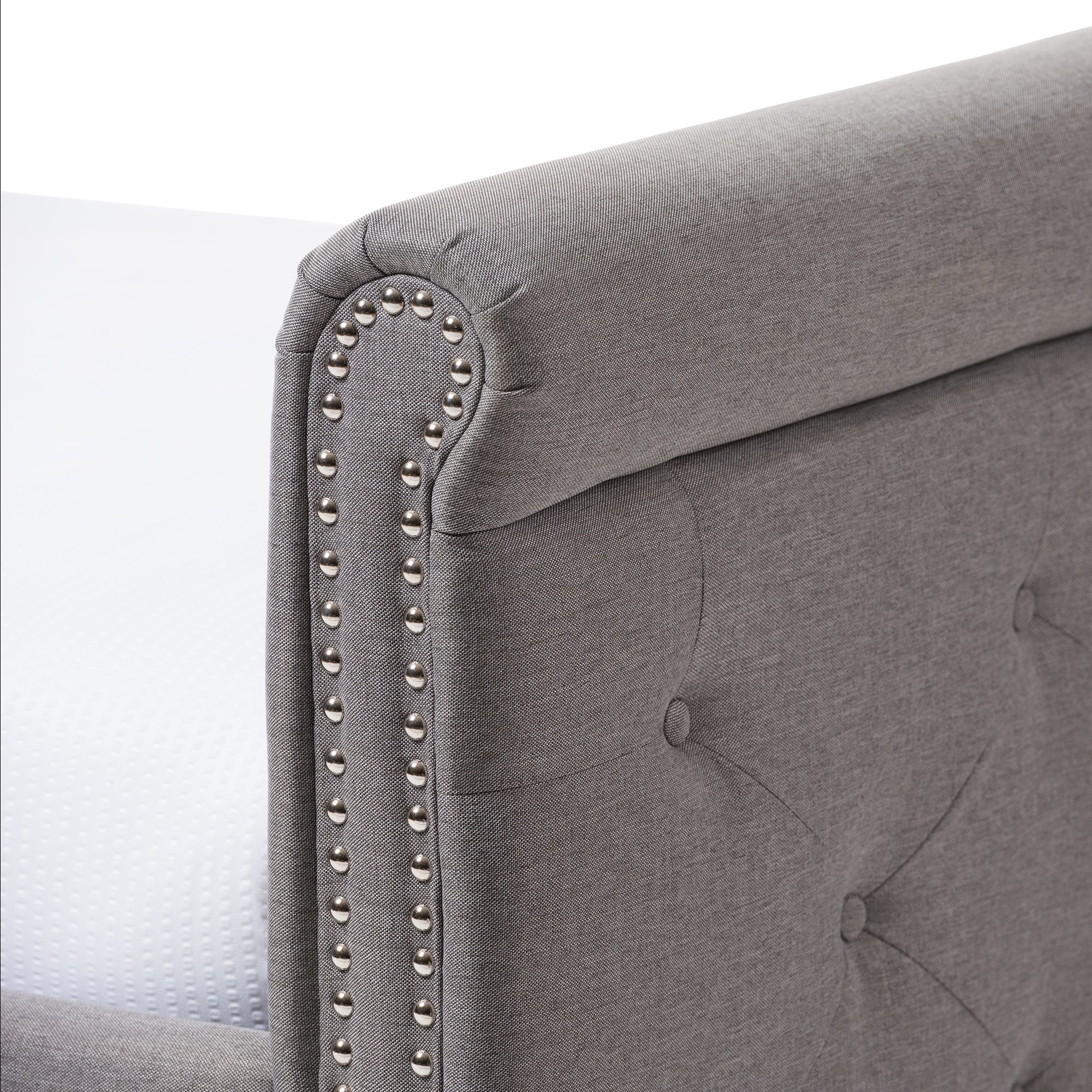 Baxton Studio Swamson Modern and Contemporary Grey Fabric Tufted Twin Size Daybed with Roll-out Trundle Guest Bed - Image 5