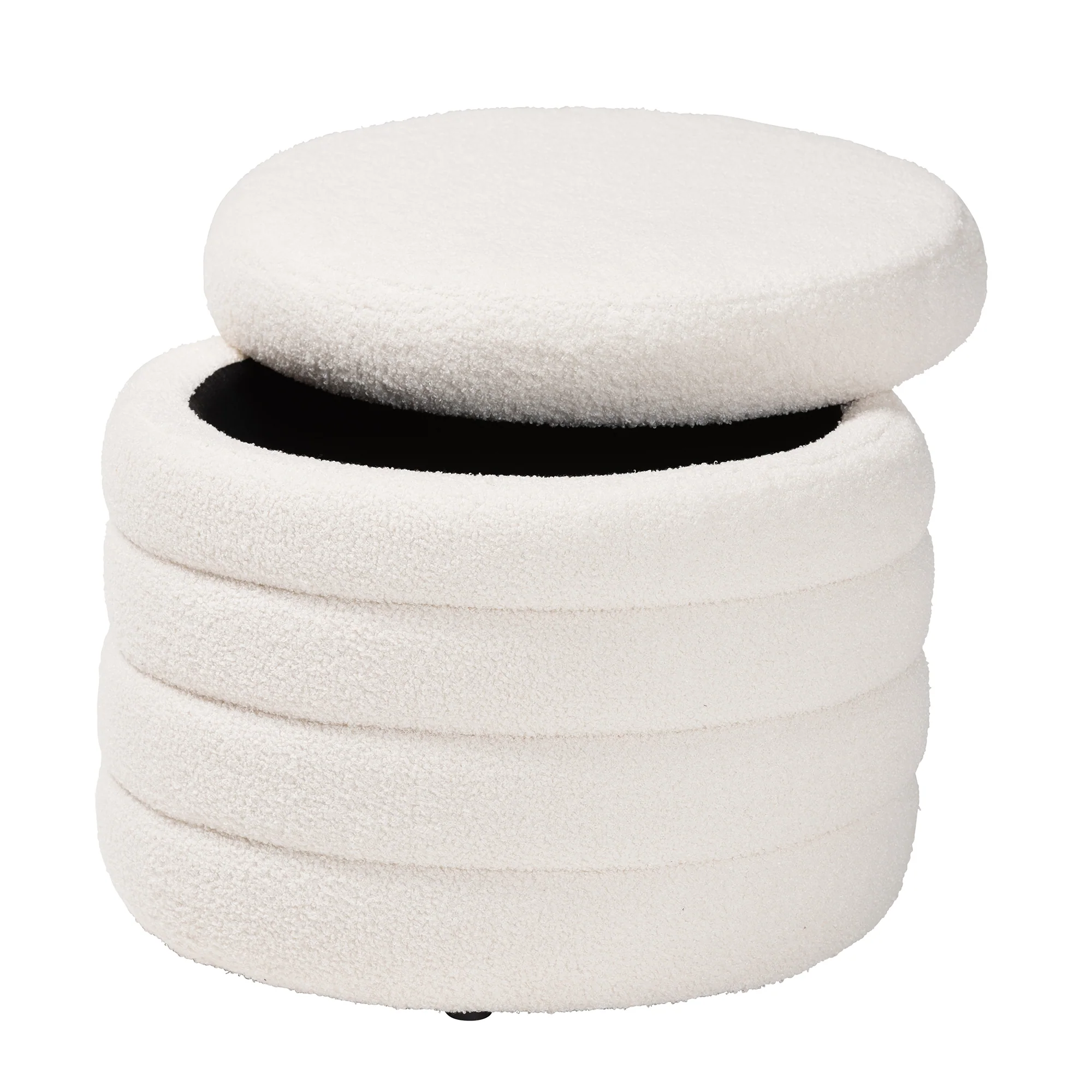 Baxton Studio Tabitha Modern and Contemporary Ivory Boucle Upholstered Storage Ottoman - Image 3
