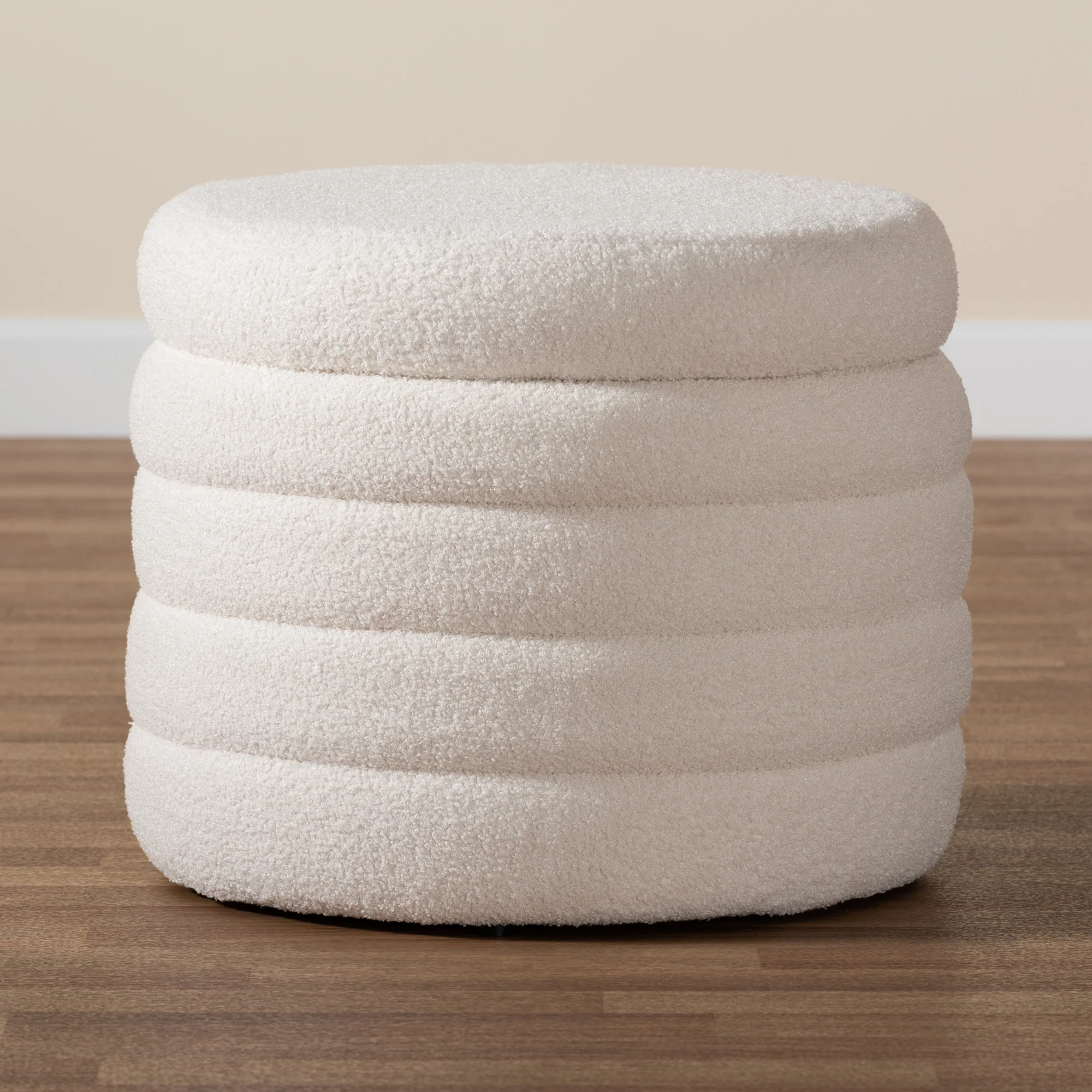 Baxton Studio Tabitha Modern and Contemporary Ivory Boucle Upholstered Storage Ottoman - Image 7
