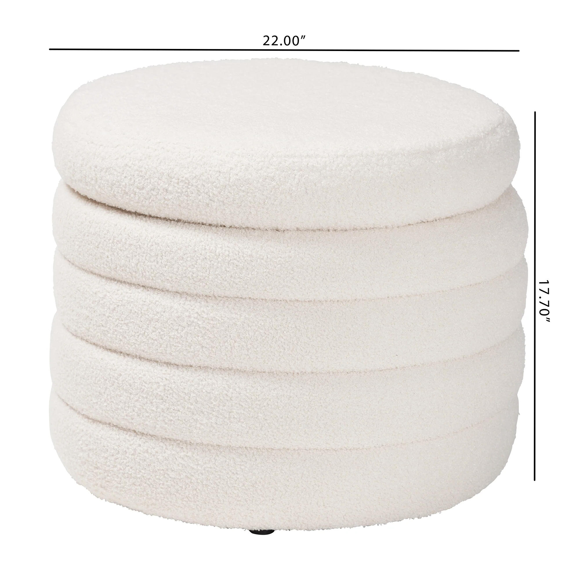 Baxton Studio Tabitha Modern and Contemporary Ivory Boucle Upholstered Storage Ottoman - Image 8