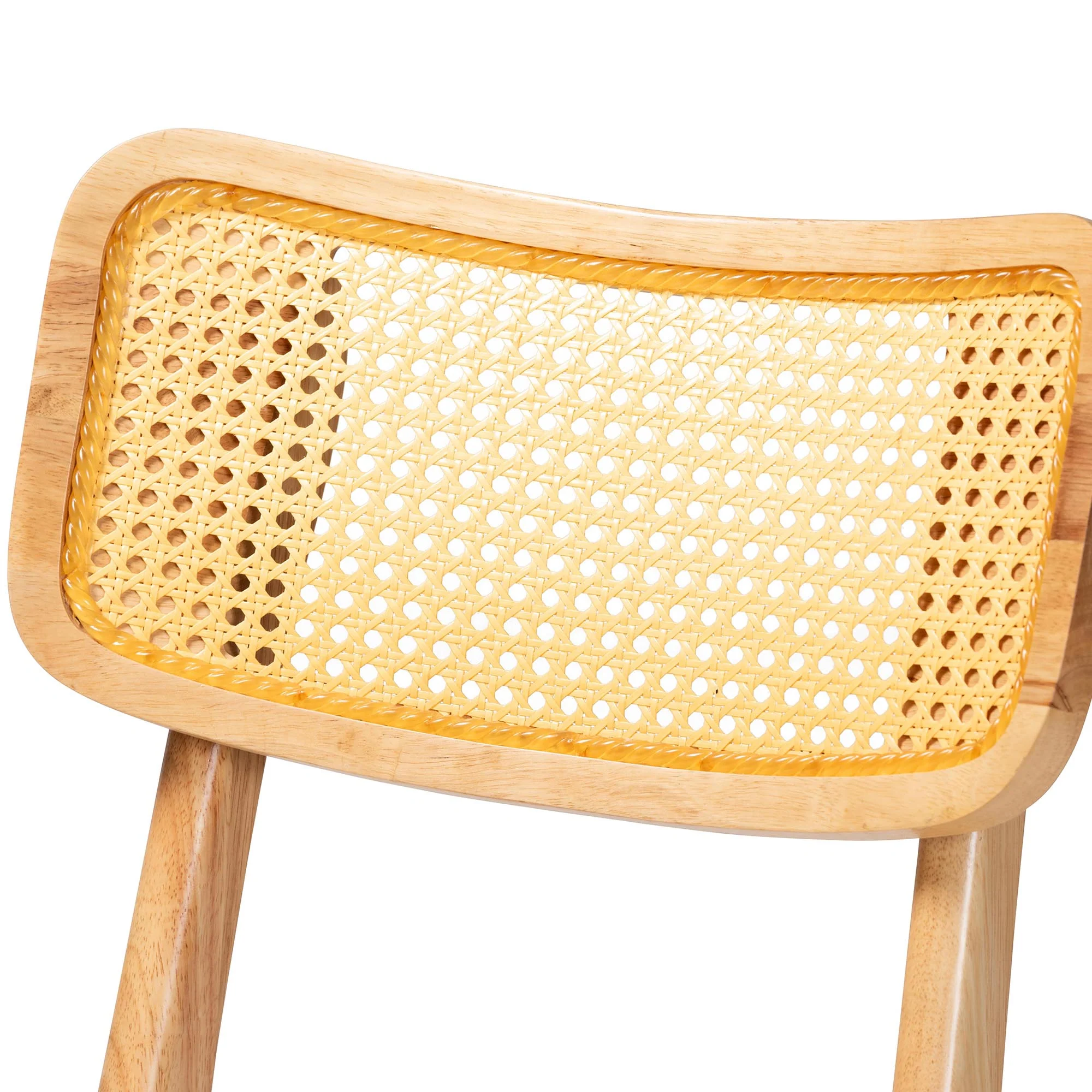 Baxton Studio Tadeo Mid-Century Modern Oak Brown Finished Wood and Rattan 2-Piece Counter Stool Set - Image 5
