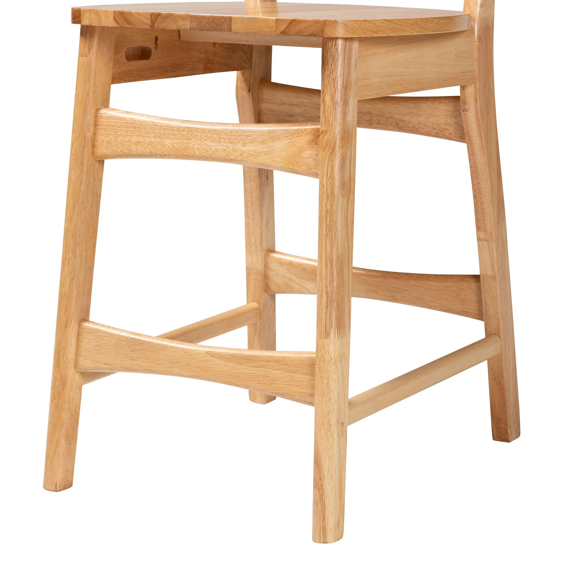 Baxton Studio Tadeo Mid-Century Modern Oak Brown Finished Wood and Rattan 2-Piece Counter Stool Set - Image 6
