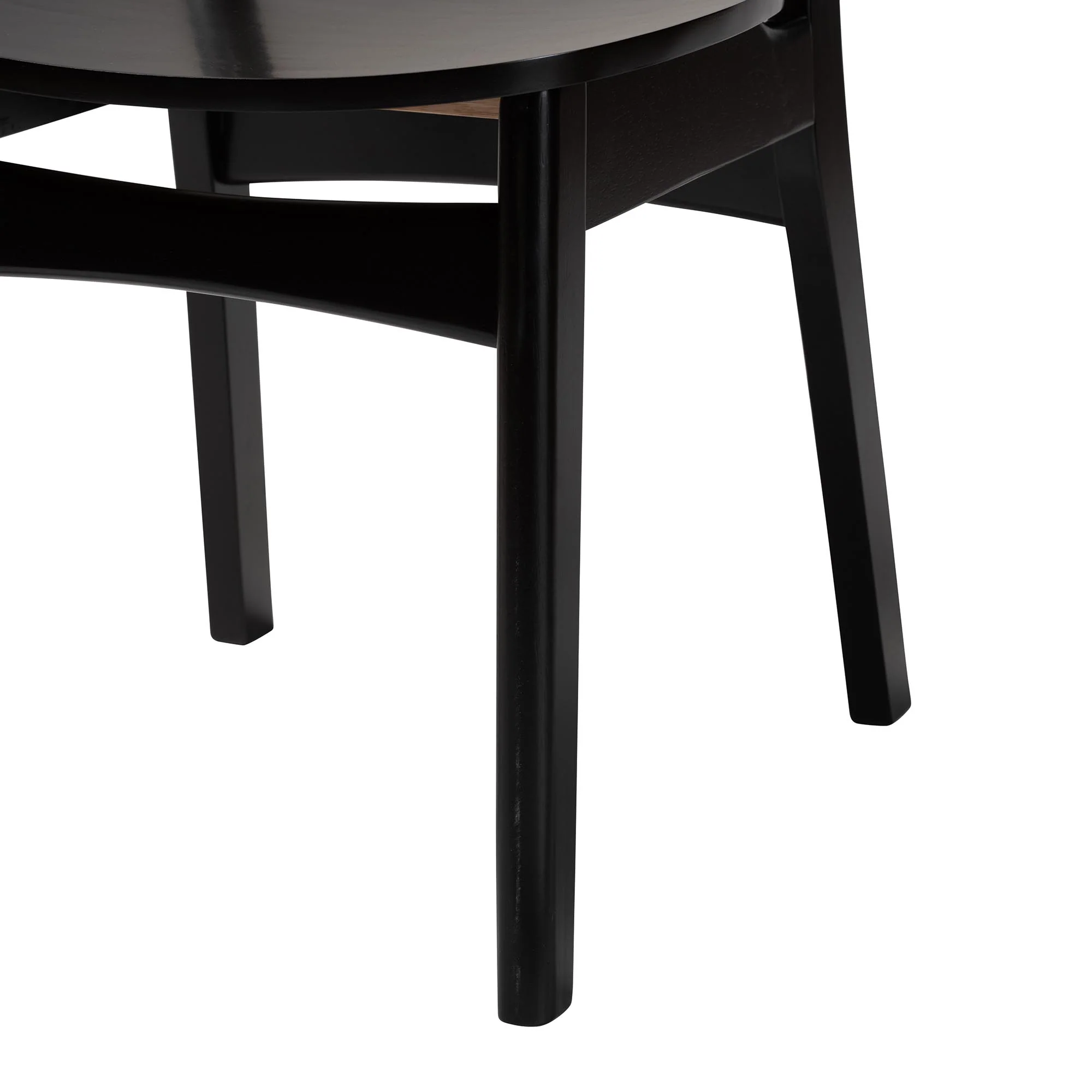 Baxton Studio Tafari Mid-Century Modern Dark Brown Finished Wood and Rattan 2-Piece Dining Chair Set - Image 6