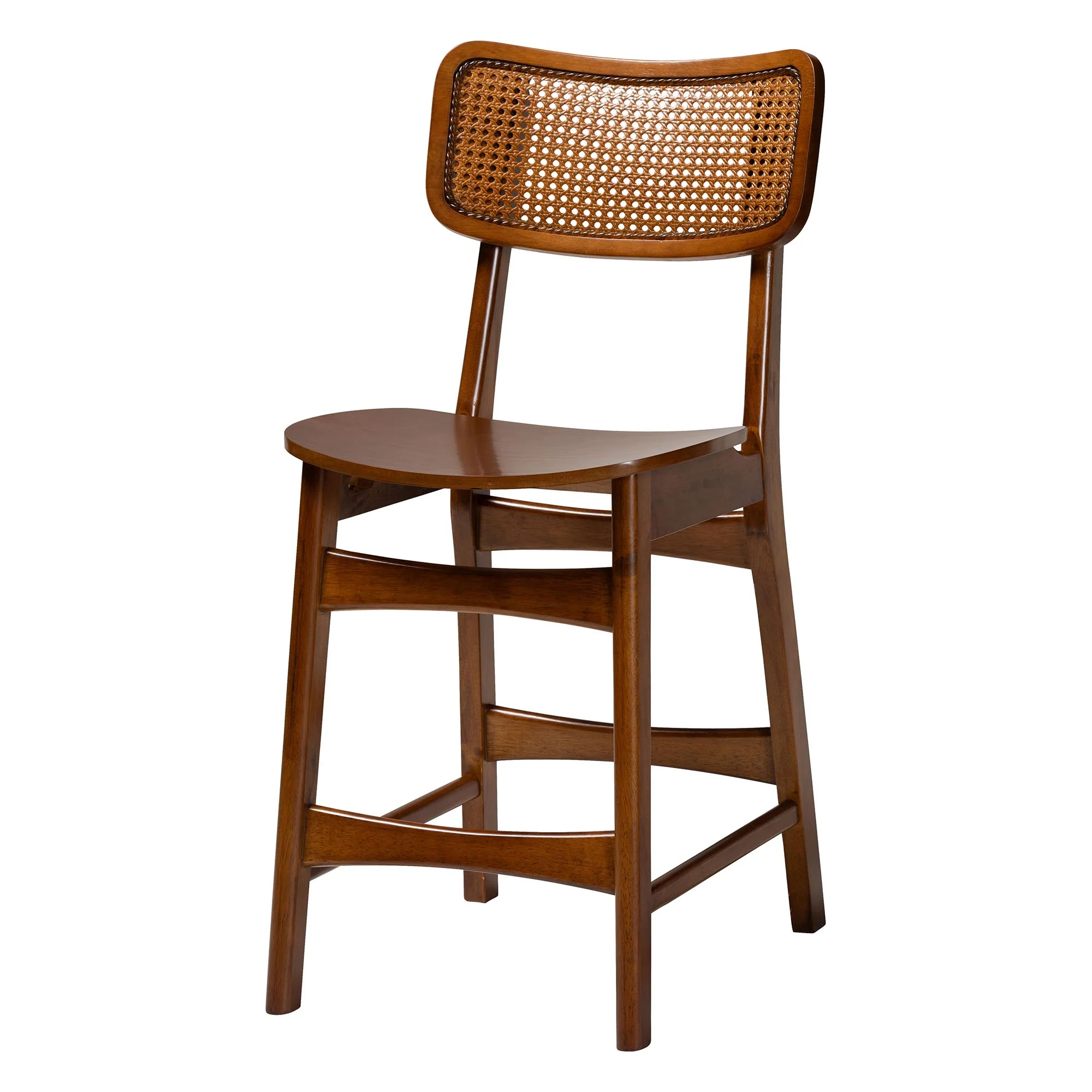 Baxton Studio Tafari Mid-Century Modern Walnut Brown Finished Wood and Rattan Pub Set - Image 5