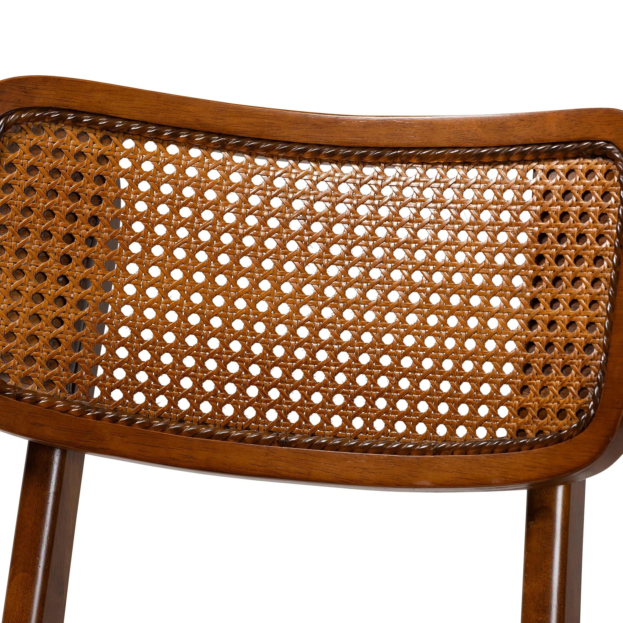 Baxton Studio Tafari Mid-Century Modern Walnut Brown Finished Wood and Rattan Pub Set - Image 8
